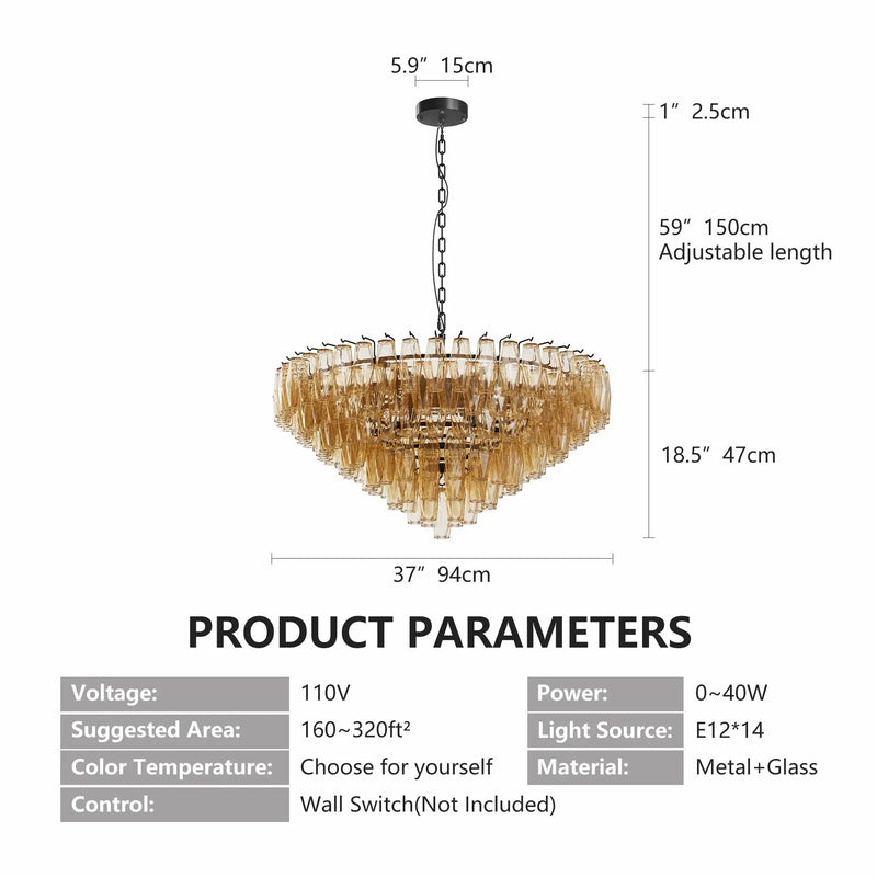 Modern Round 14-Light Black Chandelier with Smoke Glass Tubes by HouseOfZazla
