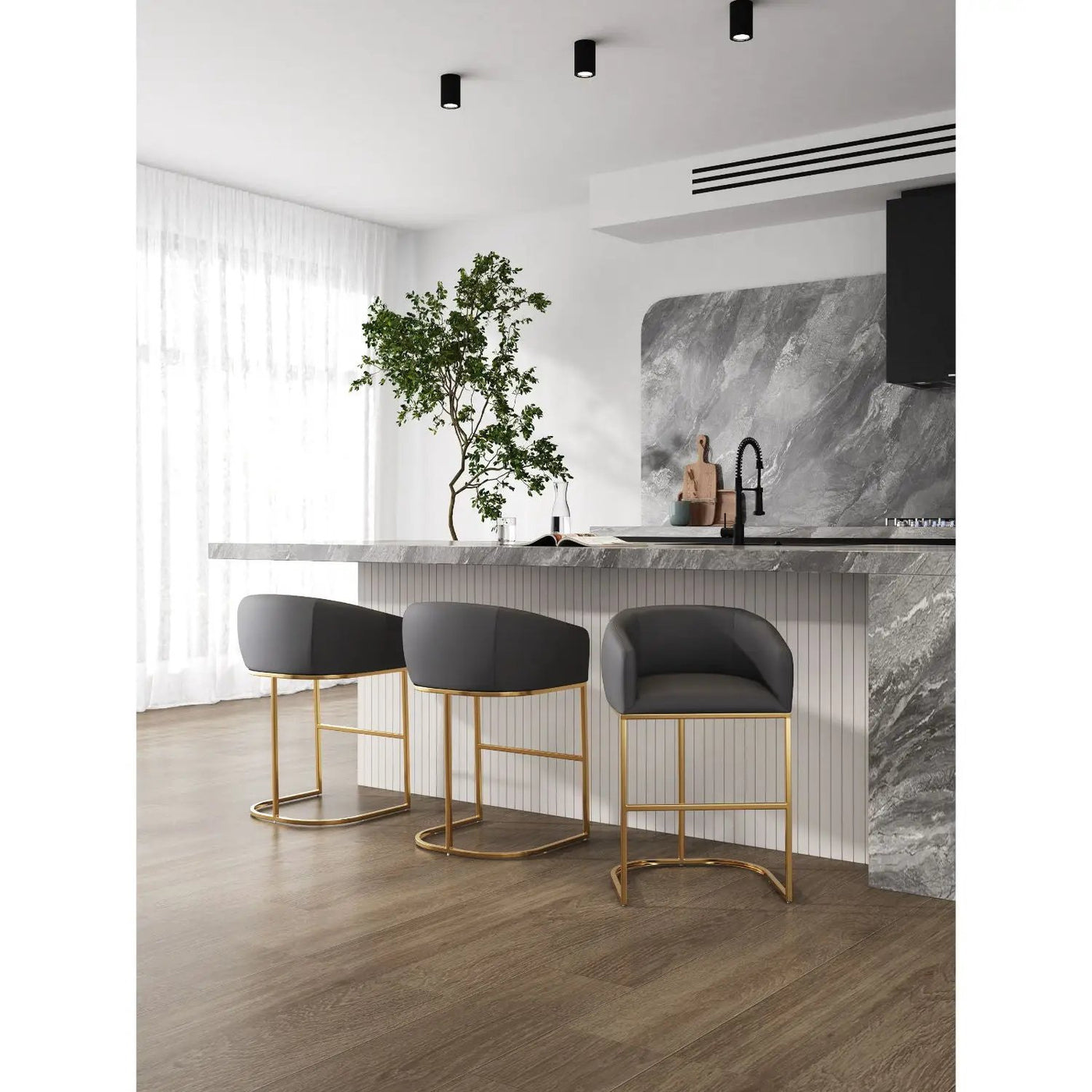 Mid-Century Modern Stool With Steel Base by HouseOfZazla
