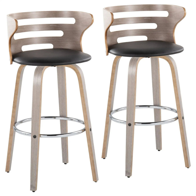 Cosini - Mid Century Modern Fixed Height, Barstool With Swivel With Round Footrest (Set of 2) by Unique Piece Furniture