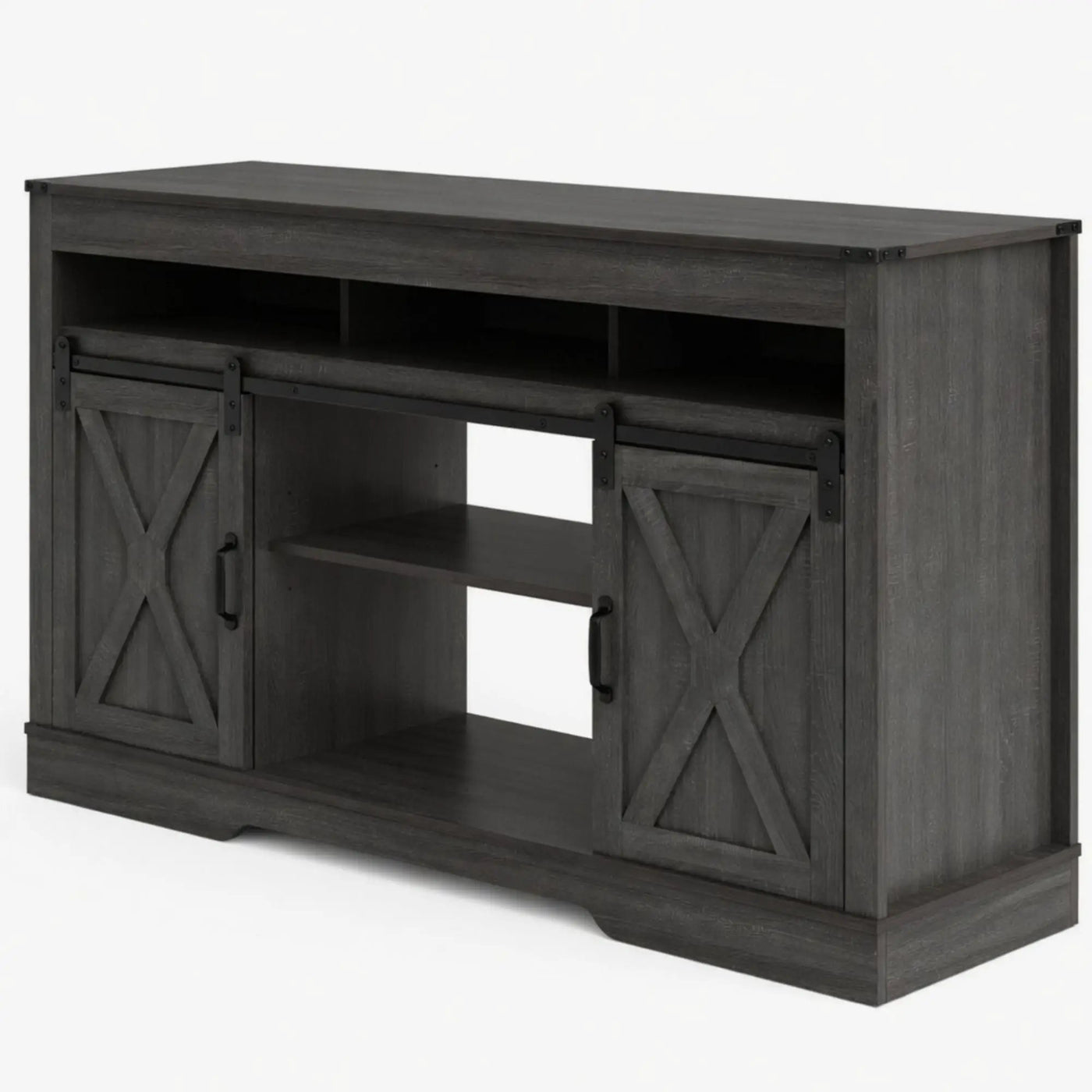 Farmhouse TV Stand With Sliding Barn Doors & Adjustable Storage by HouseOfZazla