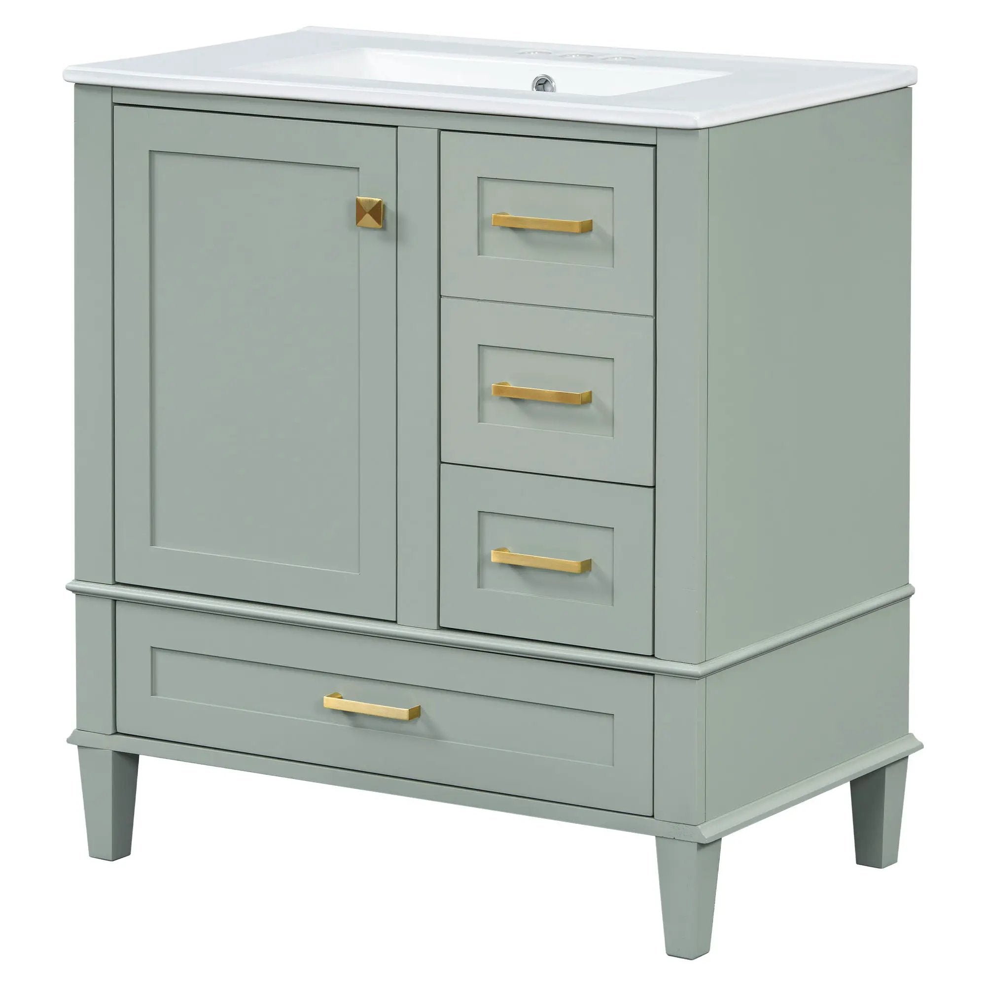 Bathroom Vanity, Modern Bathroom Cabinet With Sink Combo Set, Bathroom Storage Cabinet With A Soft Closing Door And 3 Drawers, Solid Wood Frame by HouseOfZazla