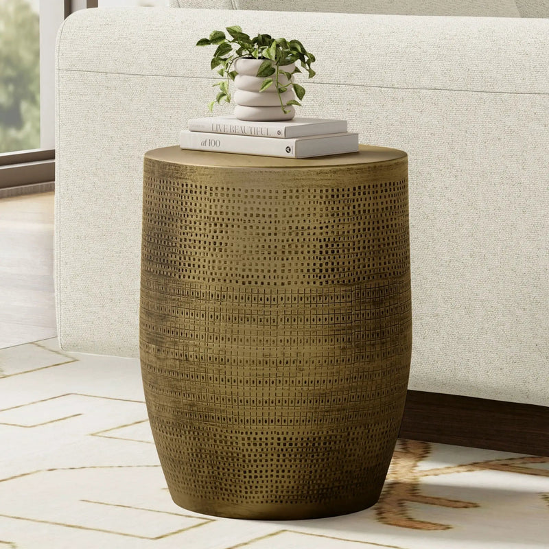 Johnsen - Morse Pattern Accent Table - Antique Brass by HouseOfZazla