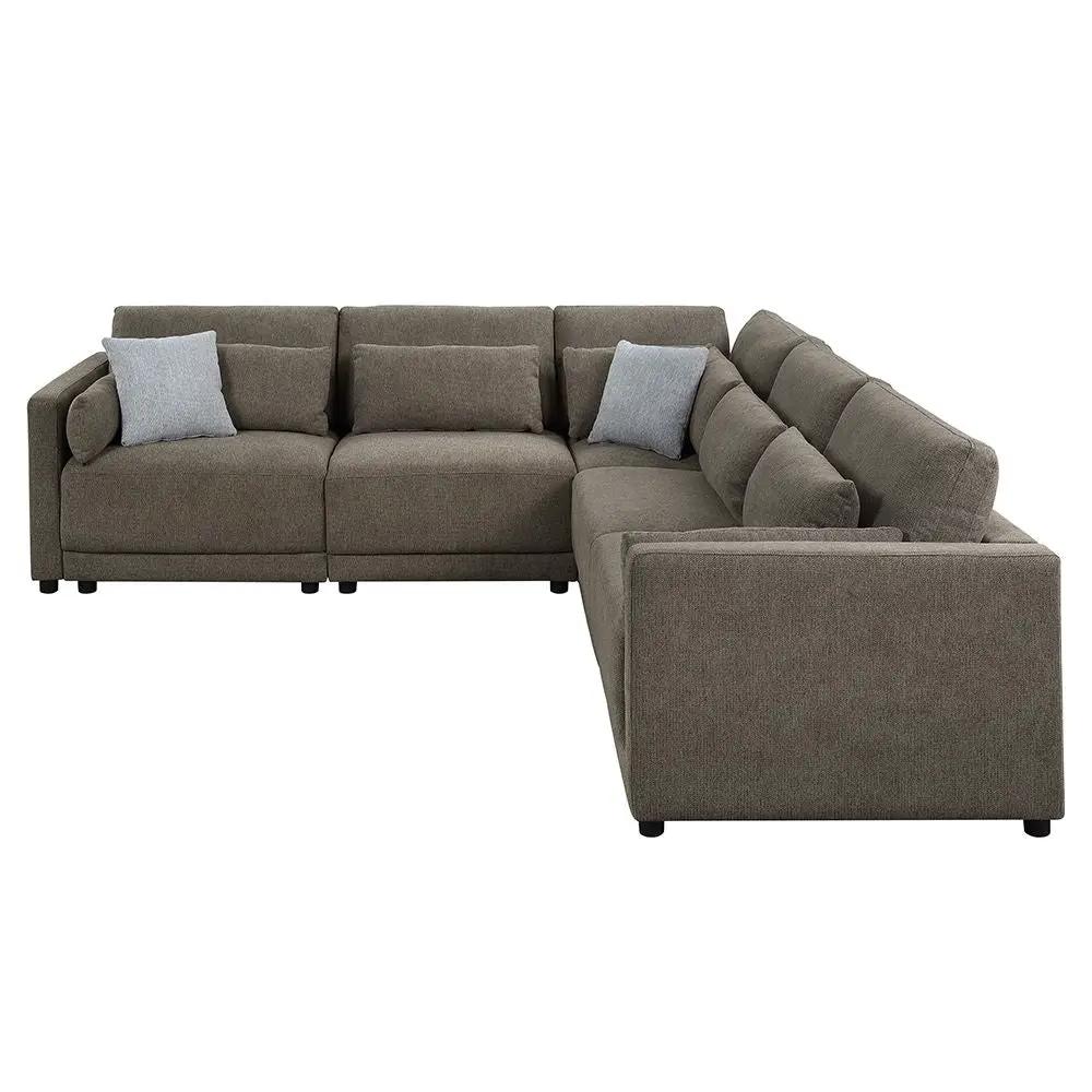 Rylie - Modular Armless Chair With Pillow - Brown Linen by Unique Piece Furniture