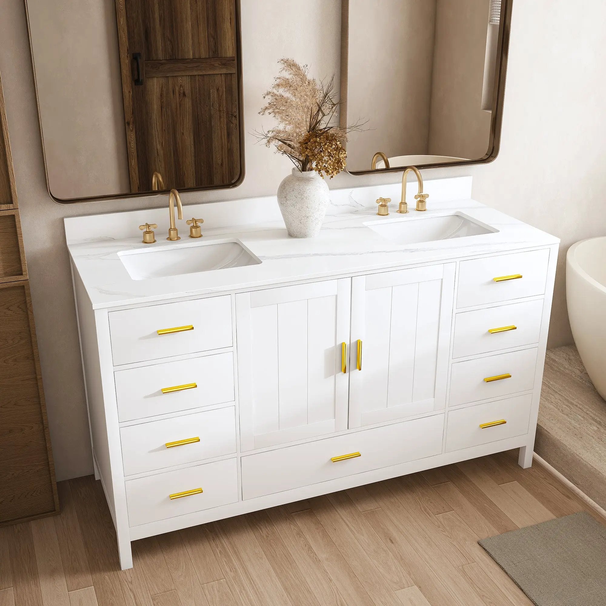 60" Solid Wood Bathroom Vanity with 2 Sinks by HouseOfZazla