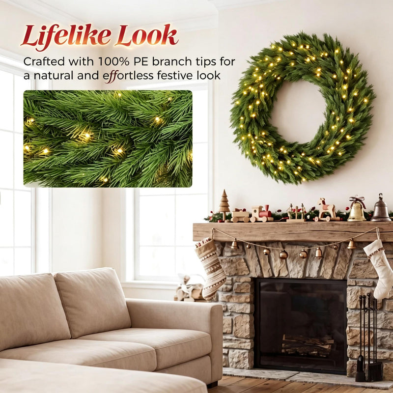 48in Pre-Lit Norwegian Spruce Christmas Wreath with 150 LED Lights - Green, photo 8 of 8