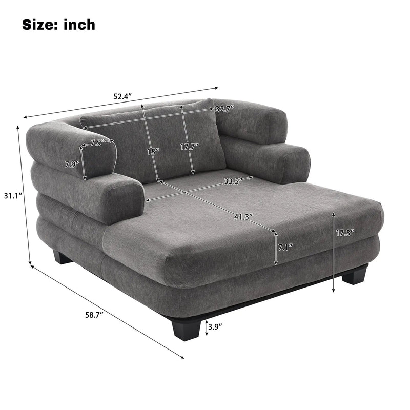 Oversized Chaise Lounge Sofa Bed with Deep Seat and Layered Armrests by HouseOfZazla