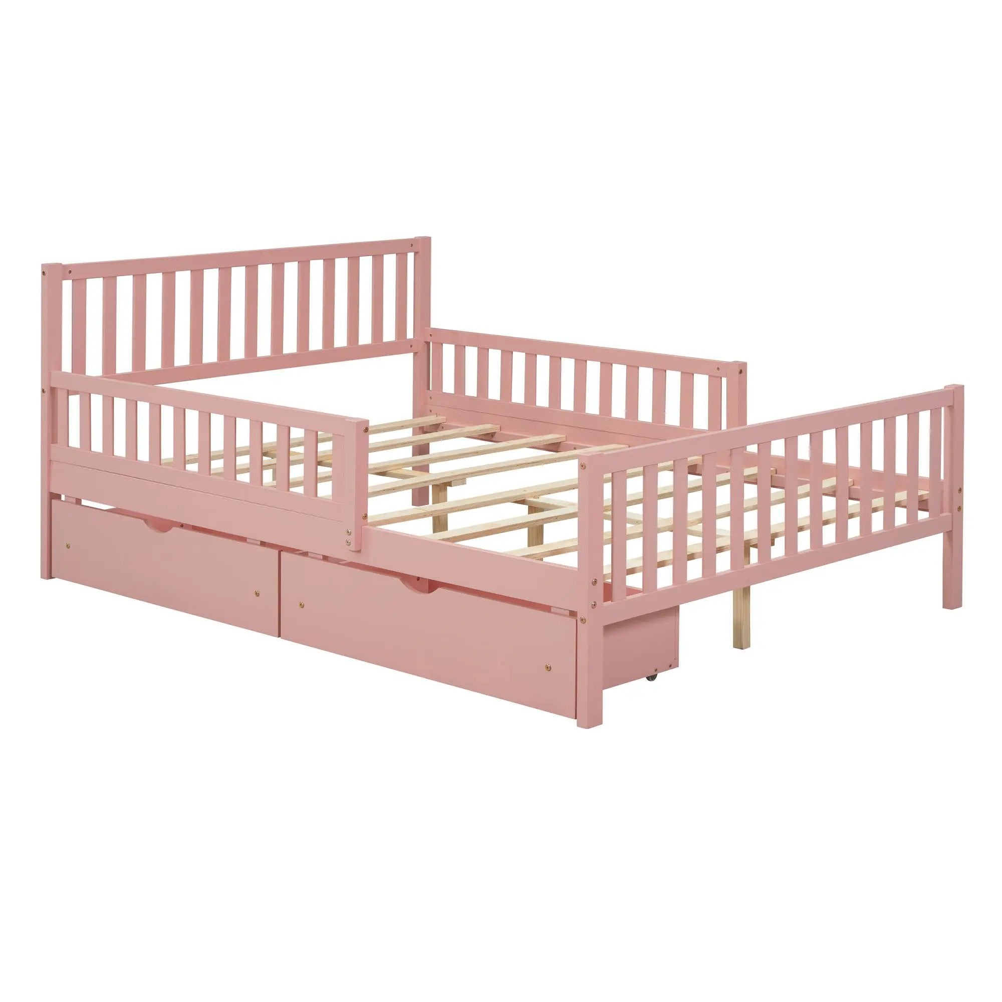 Platform Bed With Guardrails On Both Sides And 2 Storage Drawers by Unique Piece Furniture