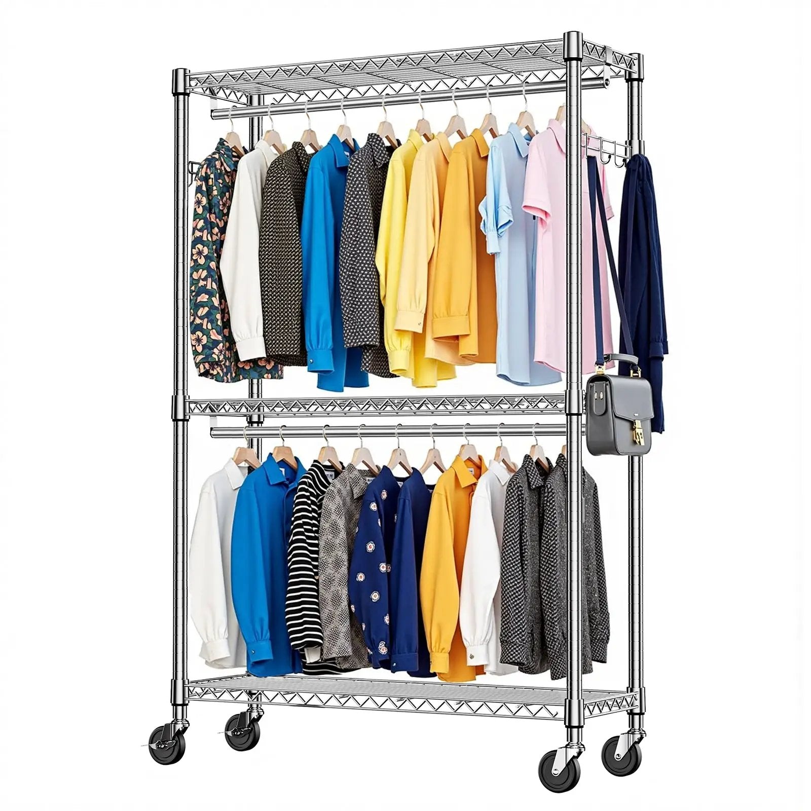 Heavy Duty Rolling Garment Rack with 3 Tiers by HouseOfZazla