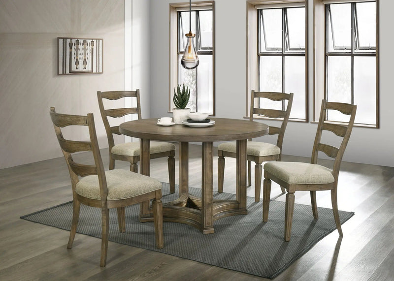 Parfield 5 Pieces Round Dining Room Set - Light Brown / Oak by HouseOfZazla