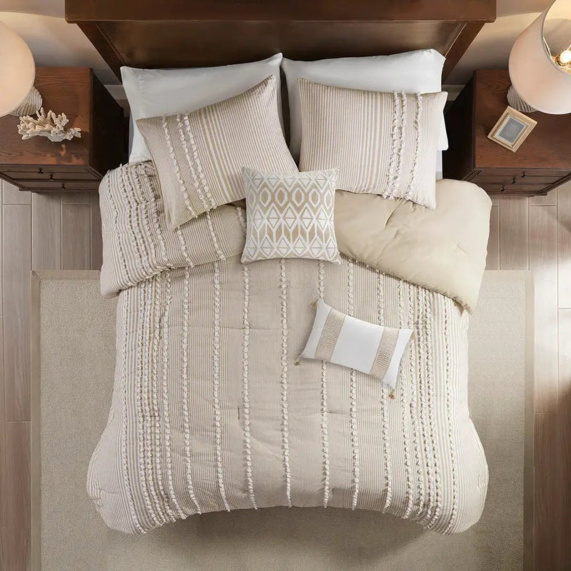 Full/Queen 3 Piece Cotton Yarn Dyed Comforter Set by HouseOfZazla