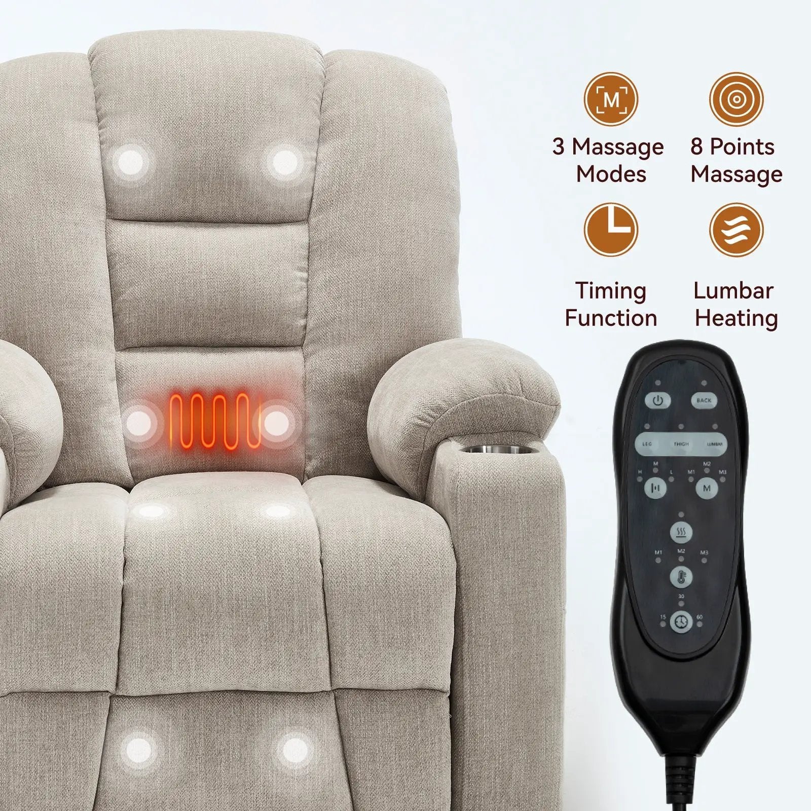 Power Lift Recliner Chair with Massage and Heat by HouseOfZazla