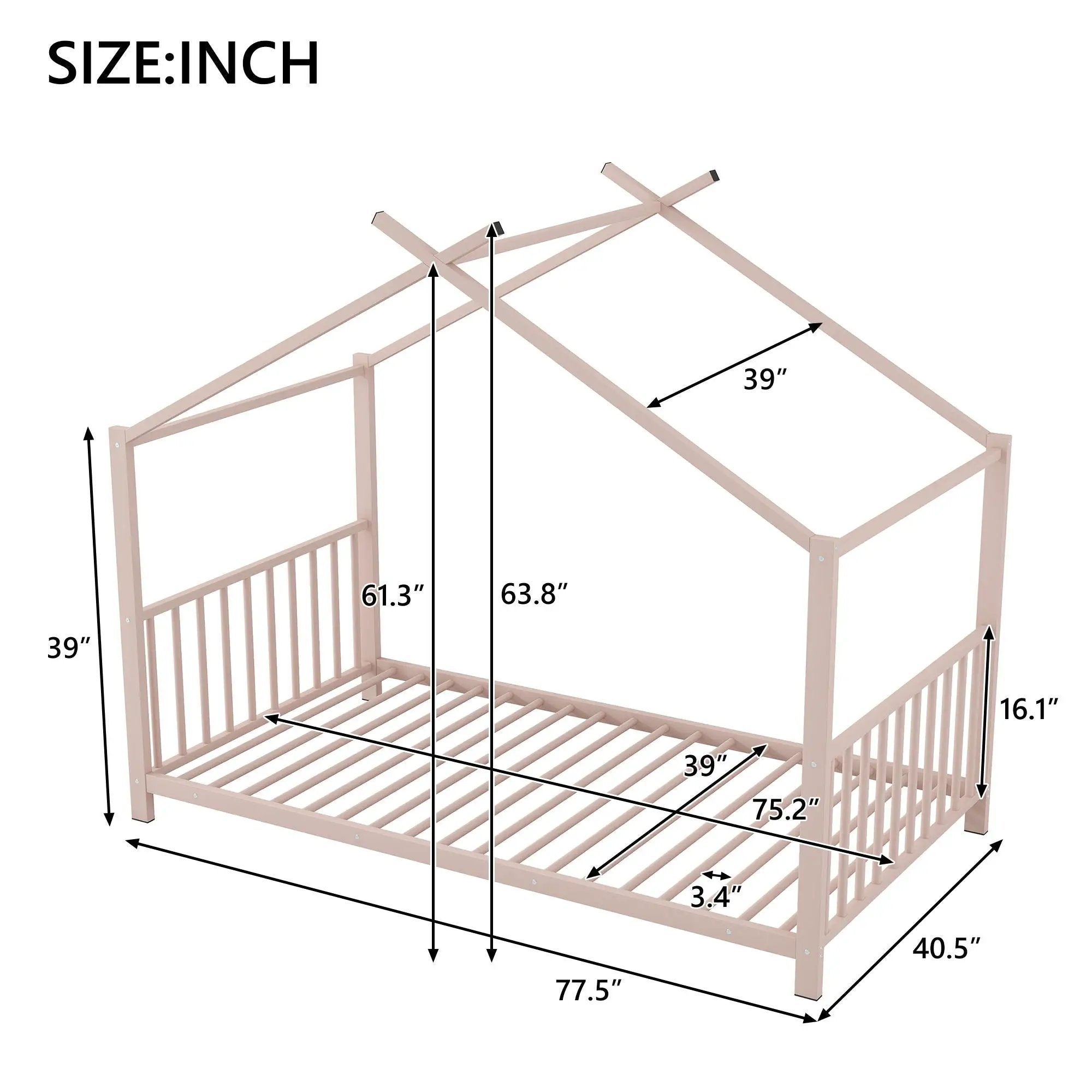 Metal House Platform Bed With Modern Design And Durable Frame by HouseOfZazla