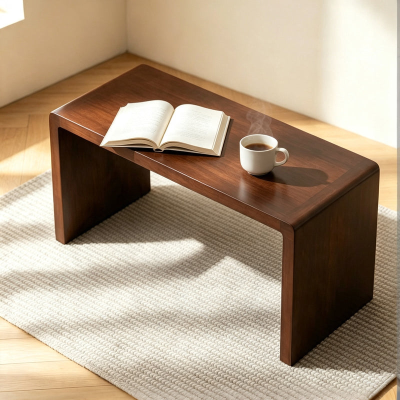 2-in-1 Convertible C Shaped Coffee Table with Modern Design - Rubber Wood, photo 3 of 7
