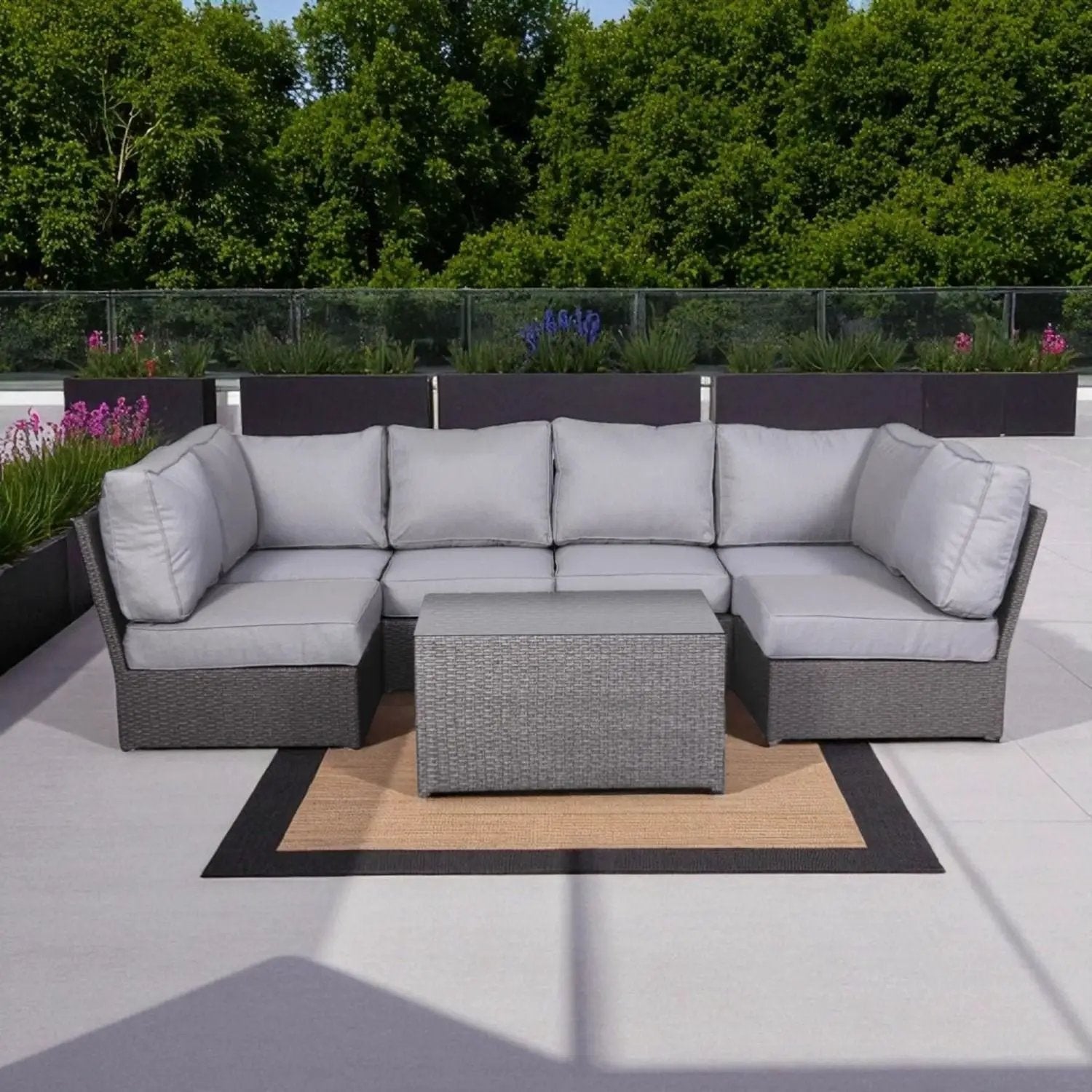Comfortable Modern Patio Rattan Sectional Set With Cushions by HouseOfZazla