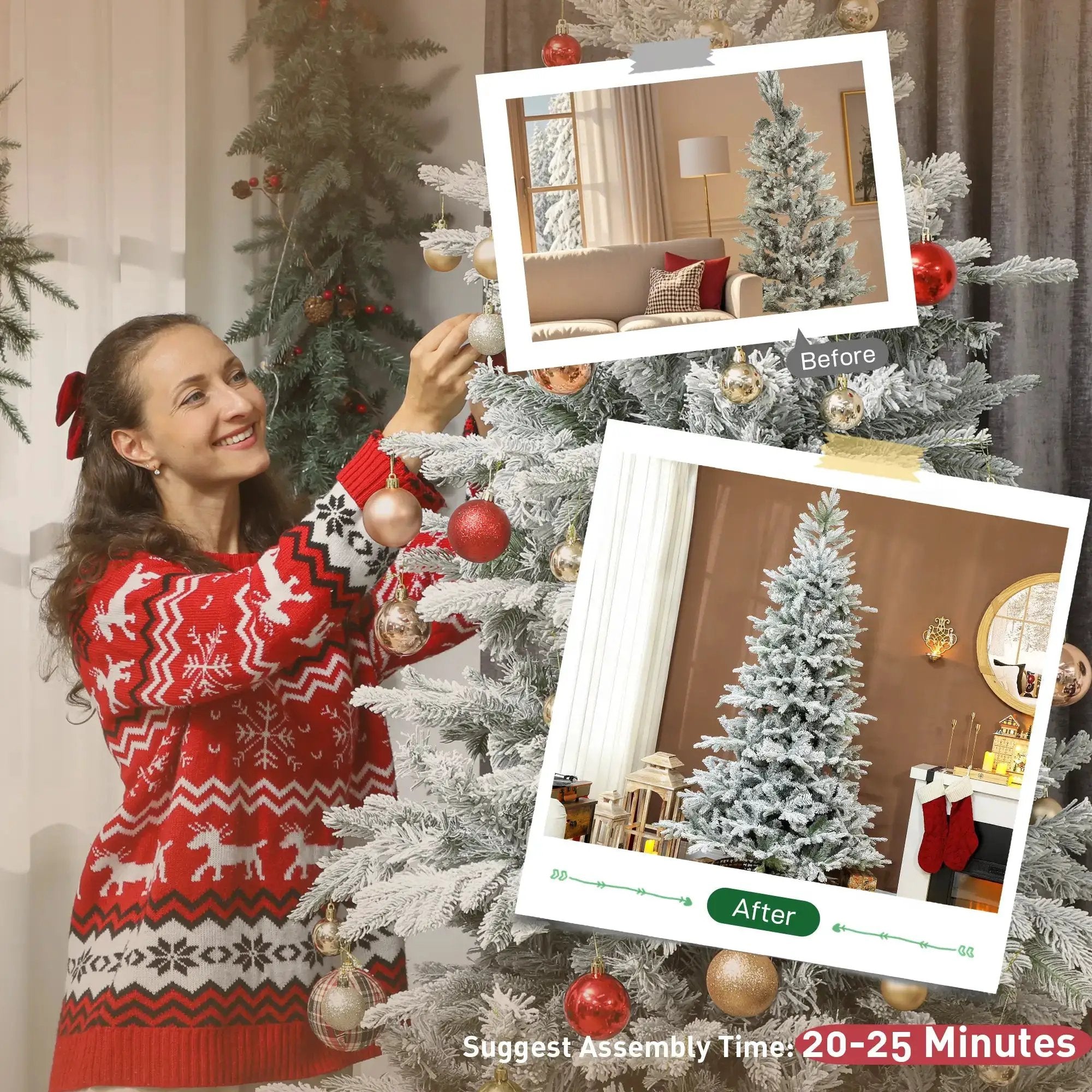 7.5 Ft Artificial Frosted Christmas Tree by HouseOfZazla