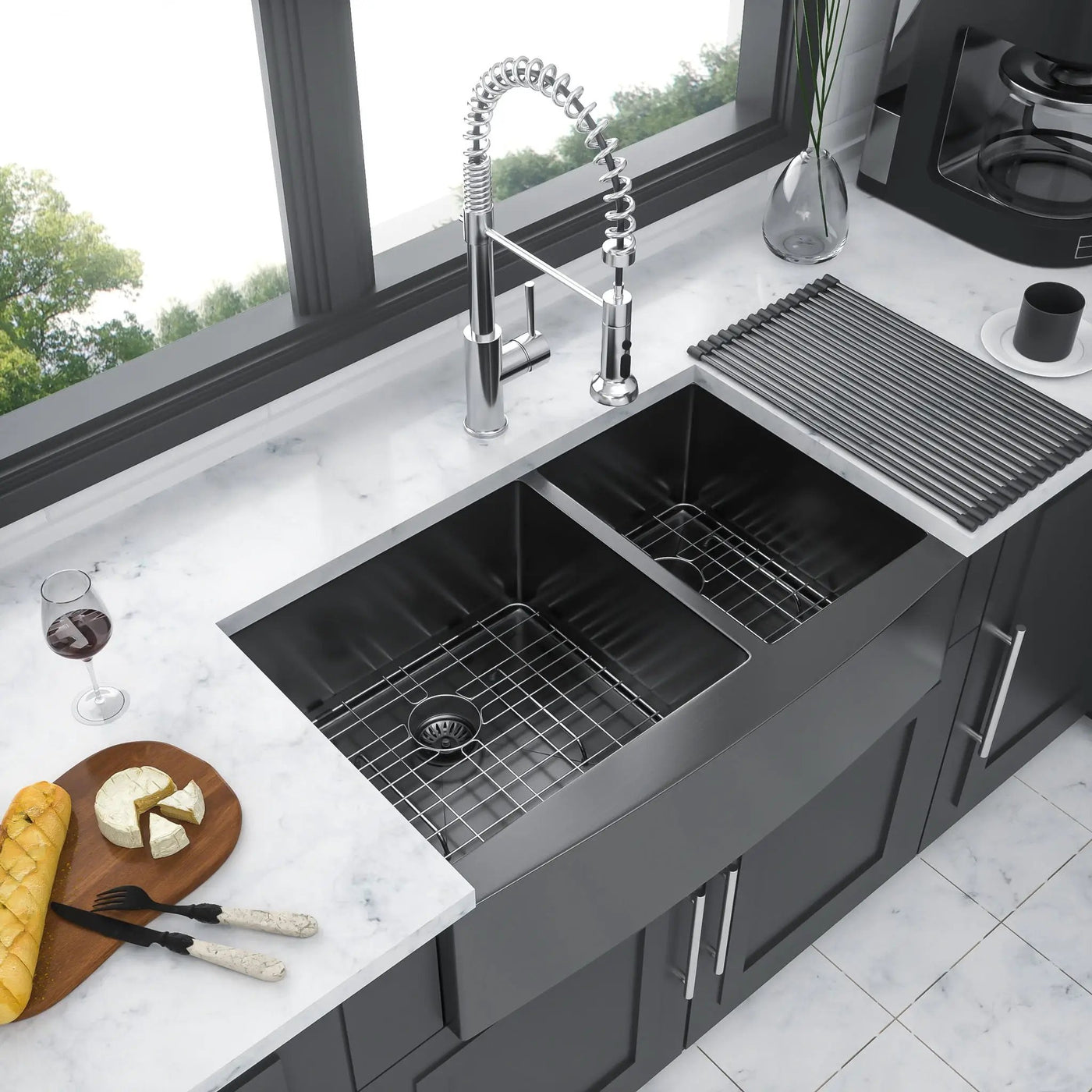 Double Bowl Farmhouse Sink, Stainless Steel Apron Front by HouseOfZazla