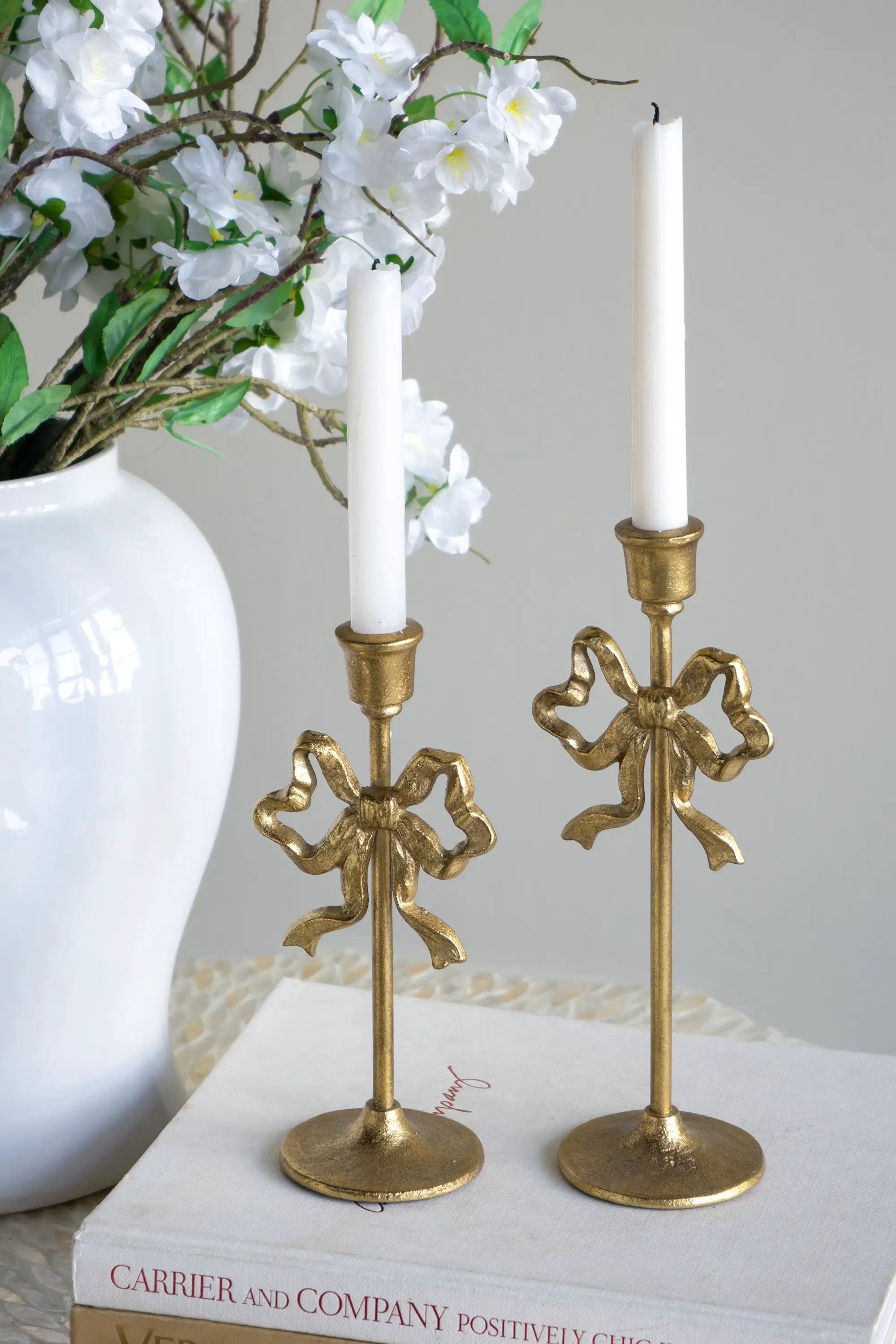 Set of 2 Vintage Gold Candle Holders by HouseOfZazla