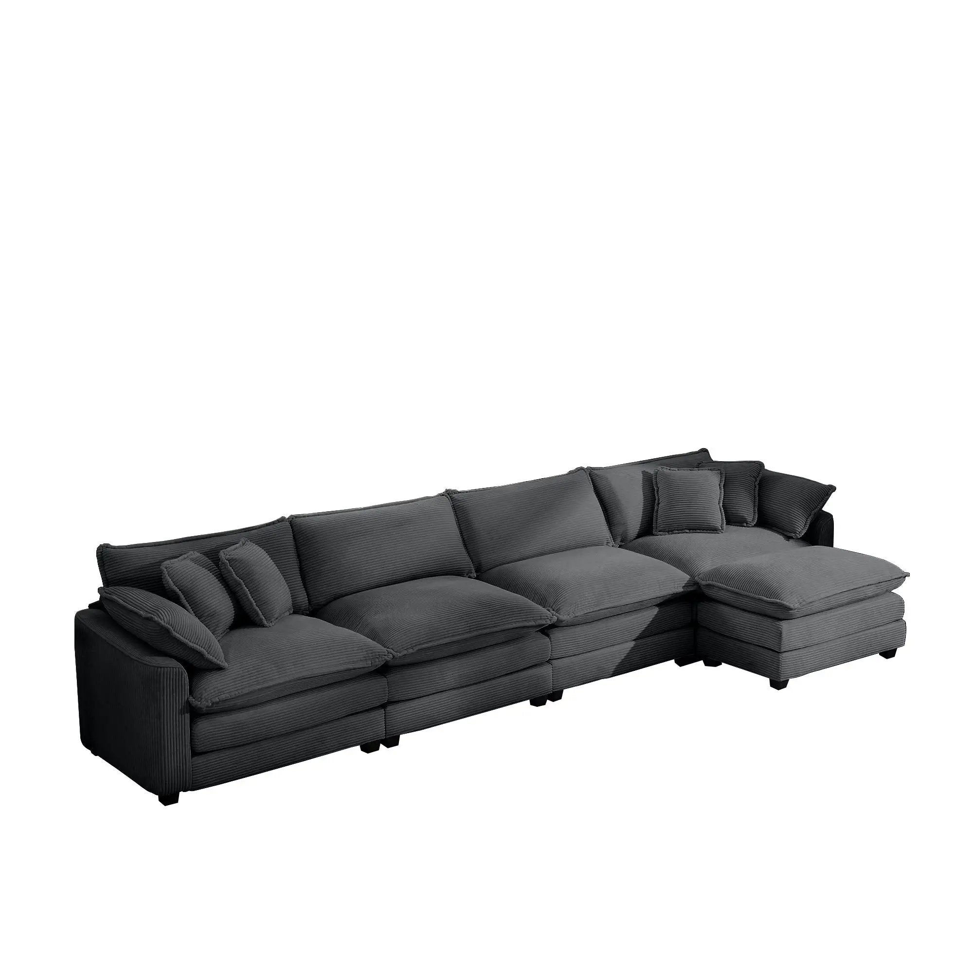 Modern Oversized Modular Cushion Sofa With Ottoman, Low Back, Deep Seating Sofa Set by Unique Piece Furniture
