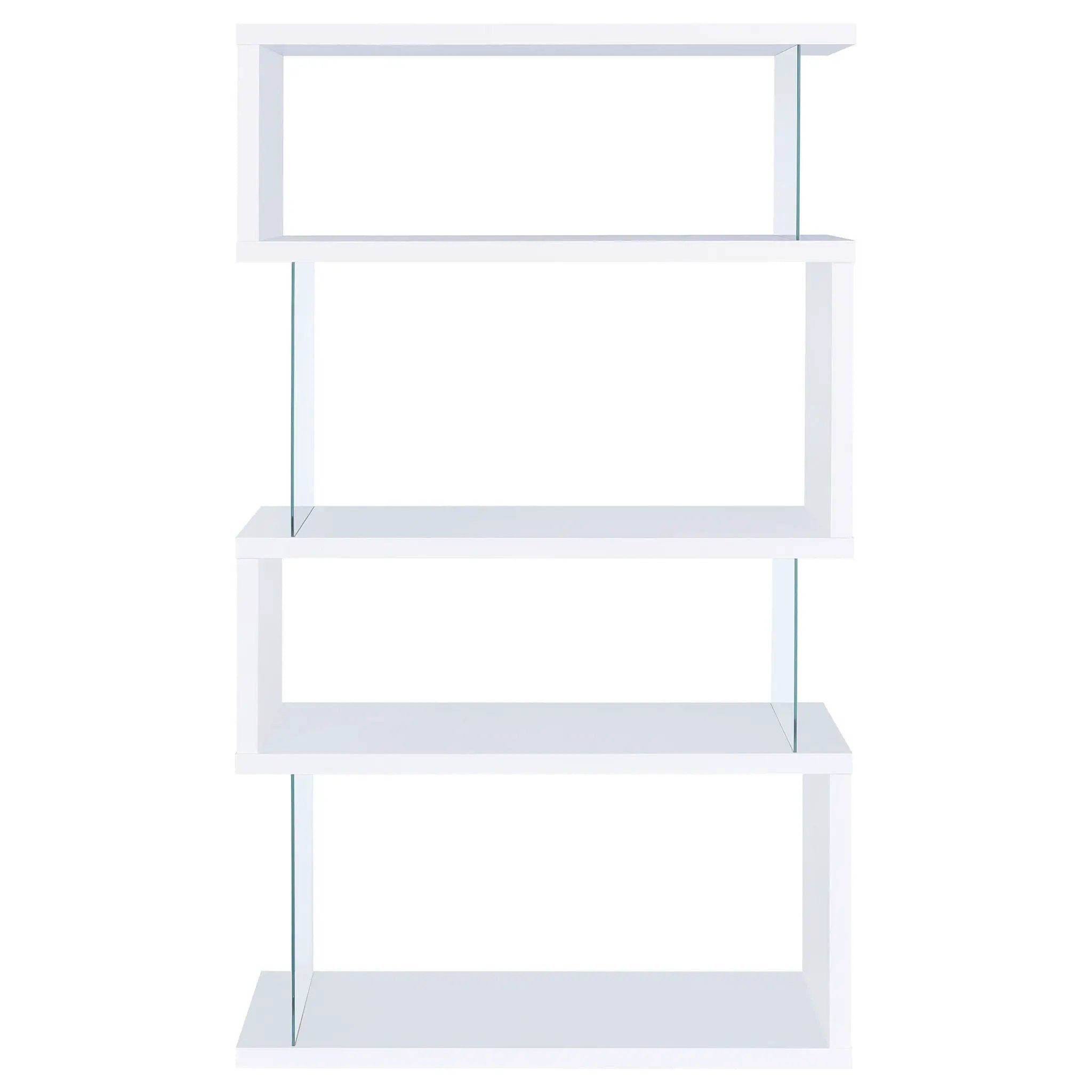 Emelle 63-inch 4-shelf Glass Panel Bookshelf White by Unique Piece Furniture