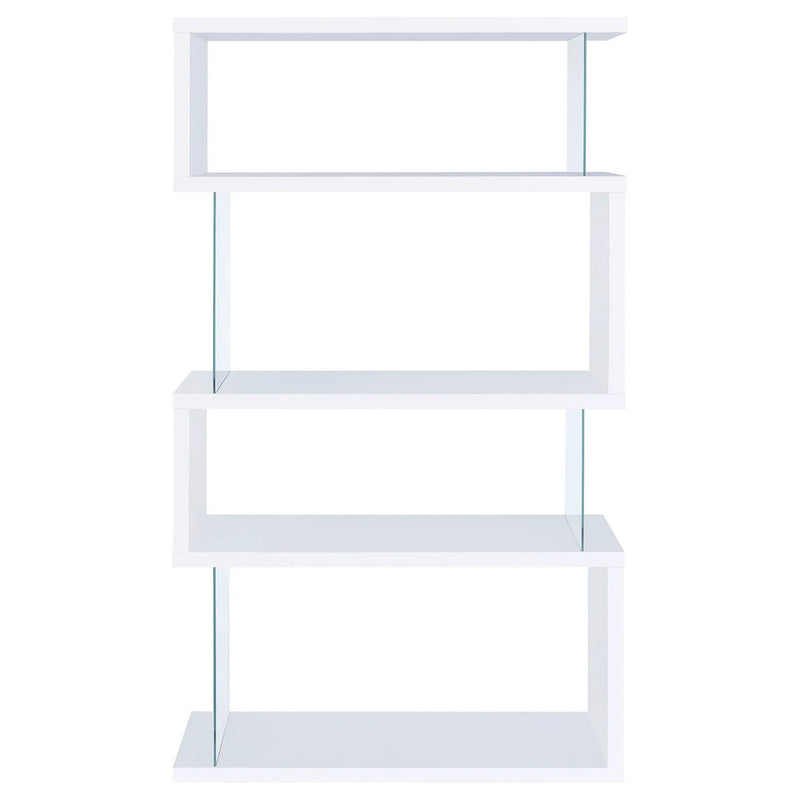 Emelle 63-inch 4-shelf Glass Panel Bookshelf White by Unique Piece Furniture