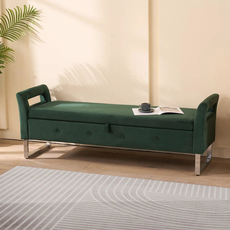 Wide Storage Soft Ottoman Bench With Armrests by Unique Piece Furniture