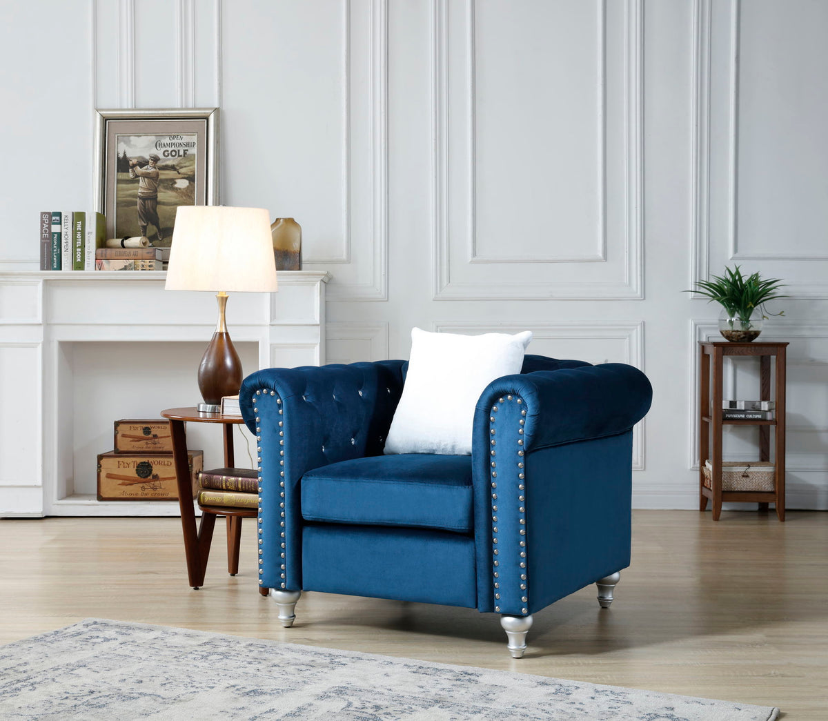 Contemporary Lounge Chair with Faux Jeweled Tufting - Multiple Colors, photo 2 of 26
