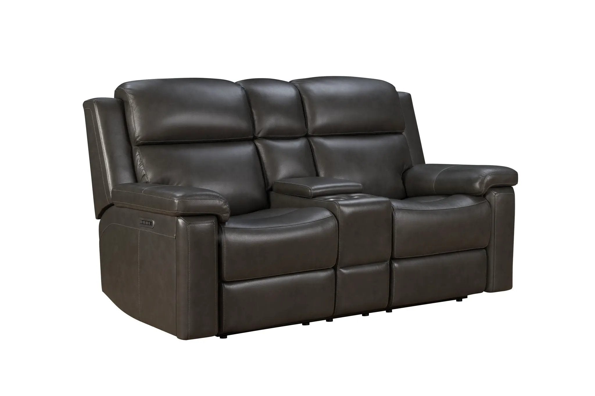 Leon - Power Console Loveseat Recliner With Power Headrest, Power Lumbar, Heat And Massage - Smokey Gray by Unique Piece Furniture