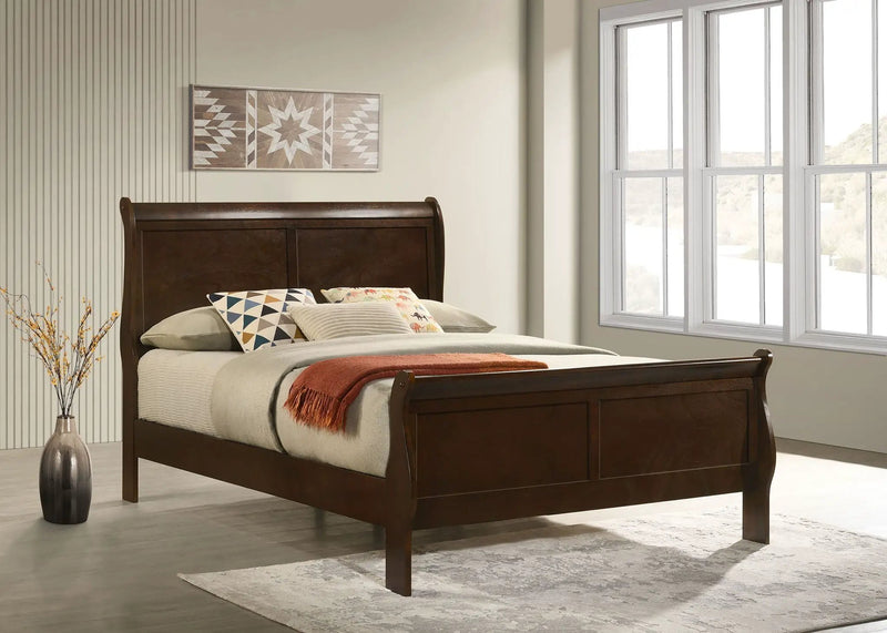 Louis Philippe Wood Full Sleigh Bed Cappuccino by Unique Piece Furniture