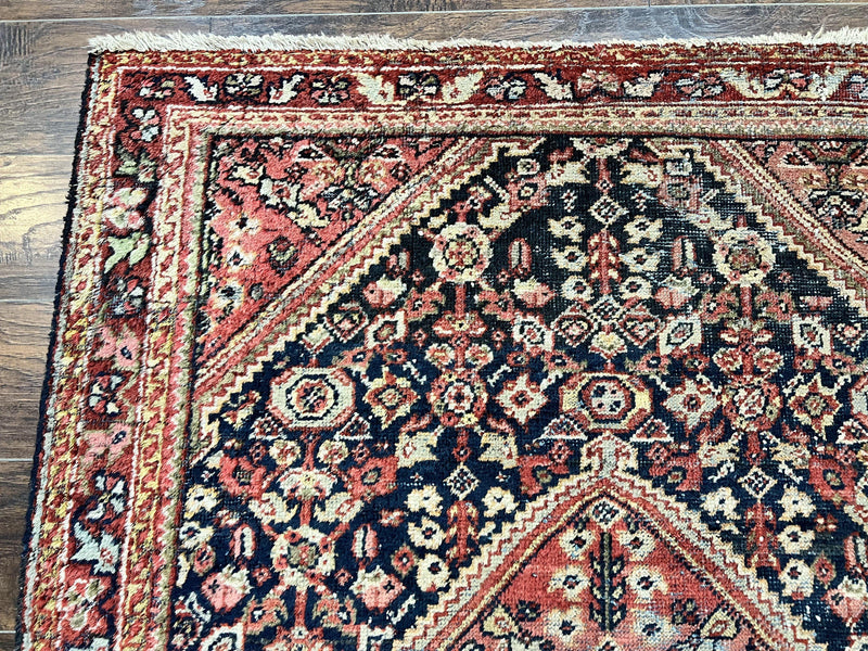 Antique Persian Mahal Rug 4x7, Wool Hand Knotted Tribal Geometric Carpet by Jewel Rugs