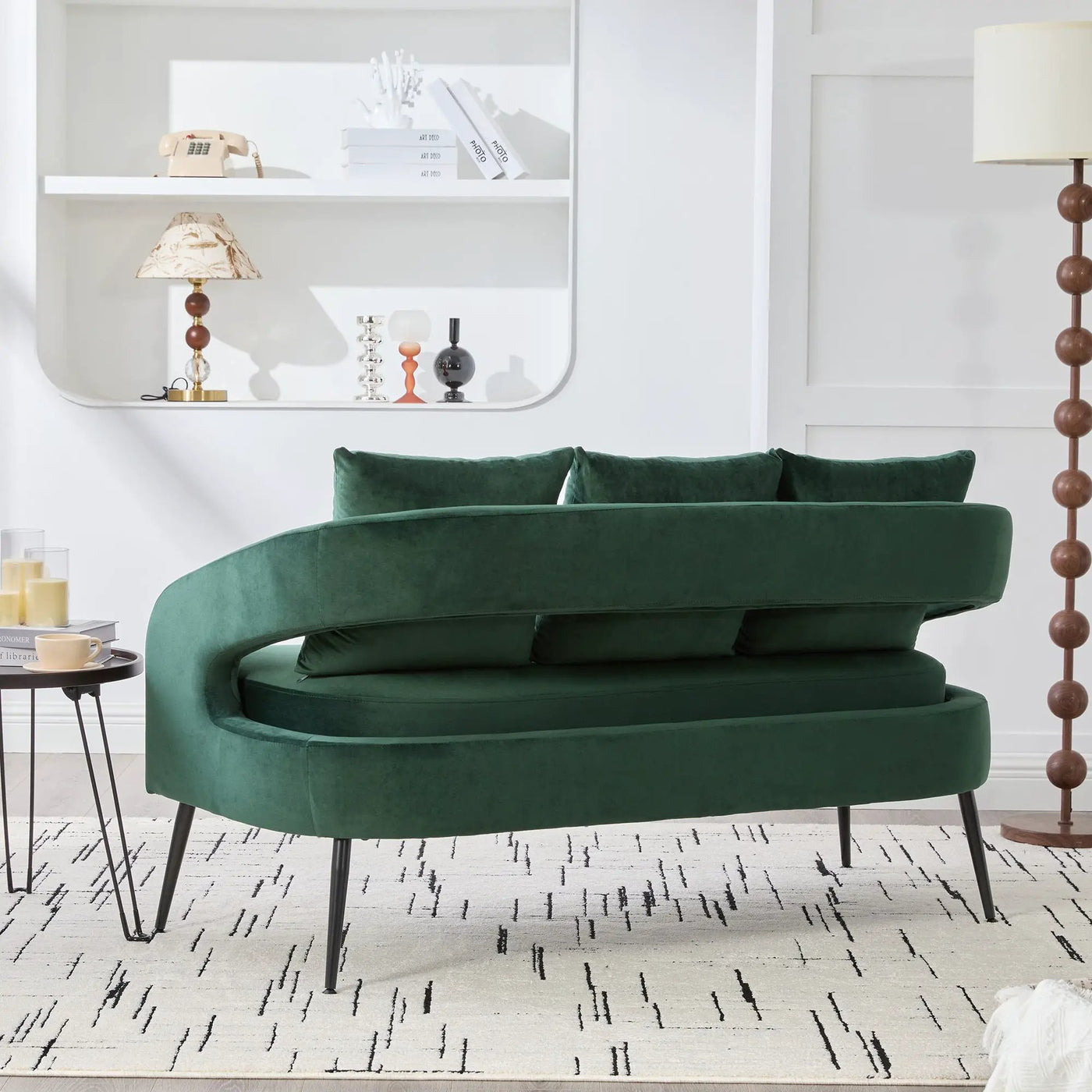 Open Back Loveseat Settee With 3 Pillows by HouseOfZazla