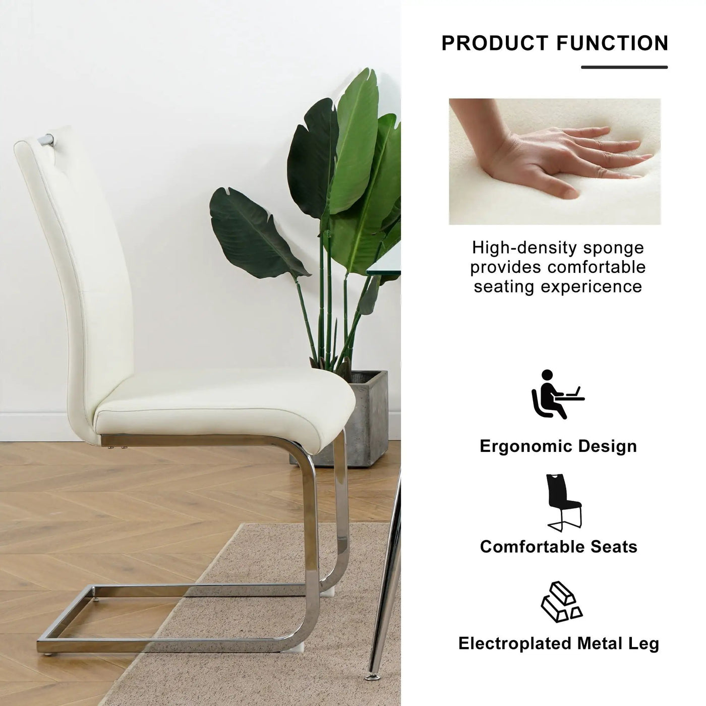Modern Dining Chairs With Padded Seat And Metal Legs by HouseOfZazla