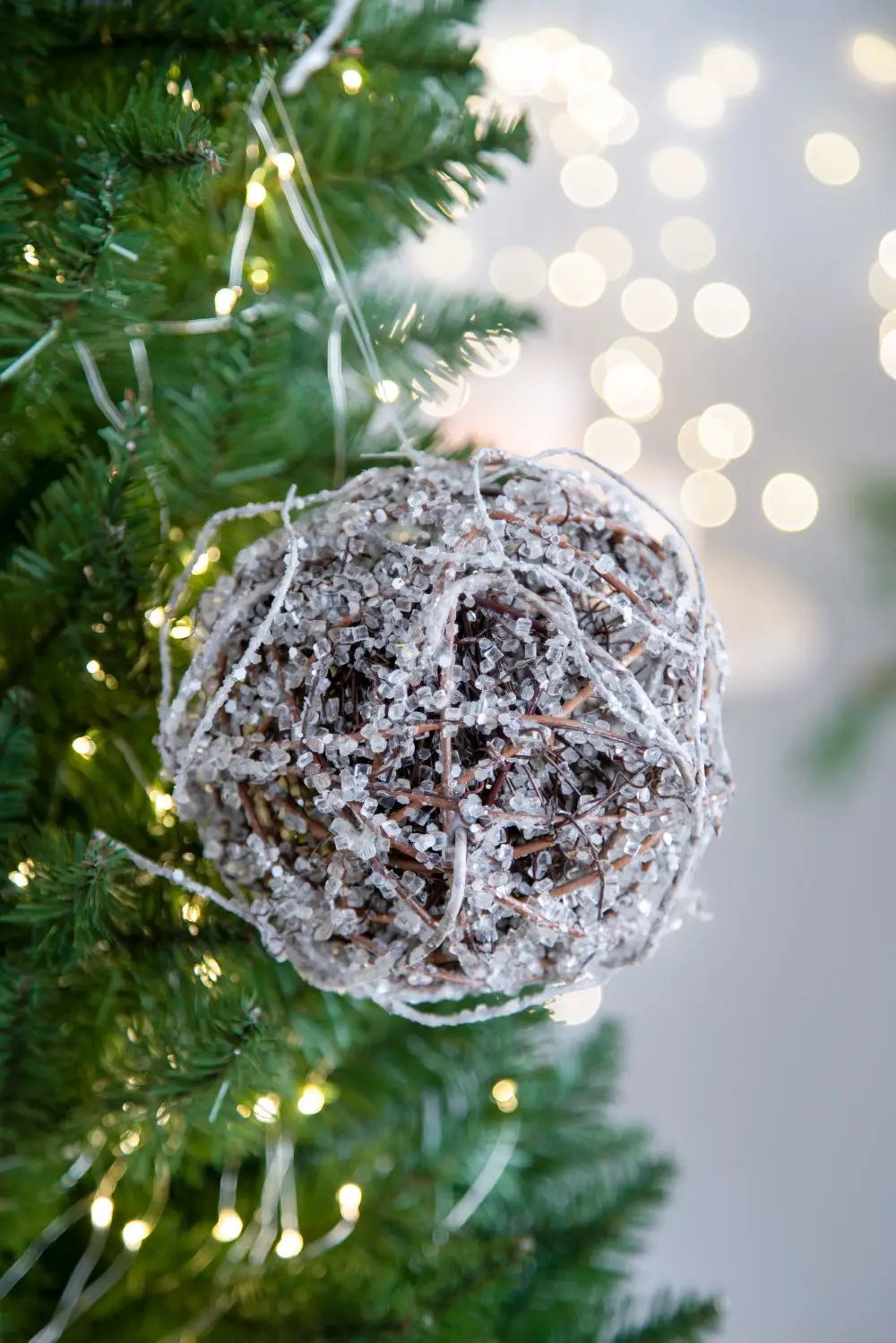 D6" Iced Twig Ball - Set of 4 Christmas Ornaments by HouseOfZazla