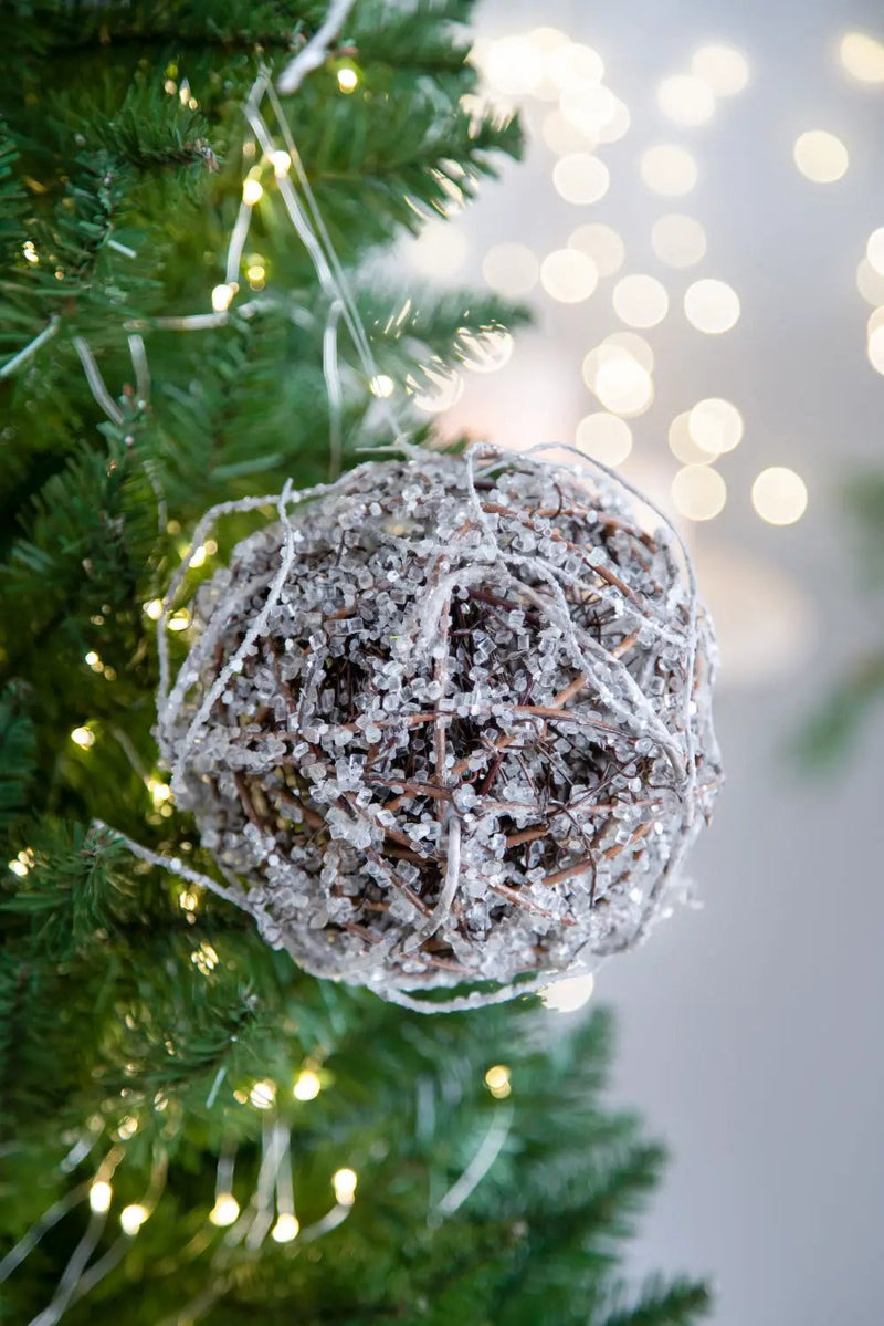 D6" Iced Twig Ball - Set of 4 Christmas Ornaments by HouseOfZazla
