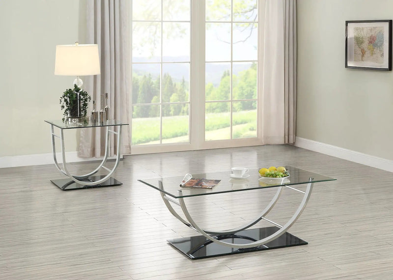 Danville 2-piece Glass Top Coffee and End Table Set Chrome by Unique Piece Furniture