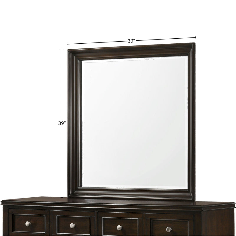 Mahogany Square Mirror with Beveled Glass - Merlot, photo 4 of 5
