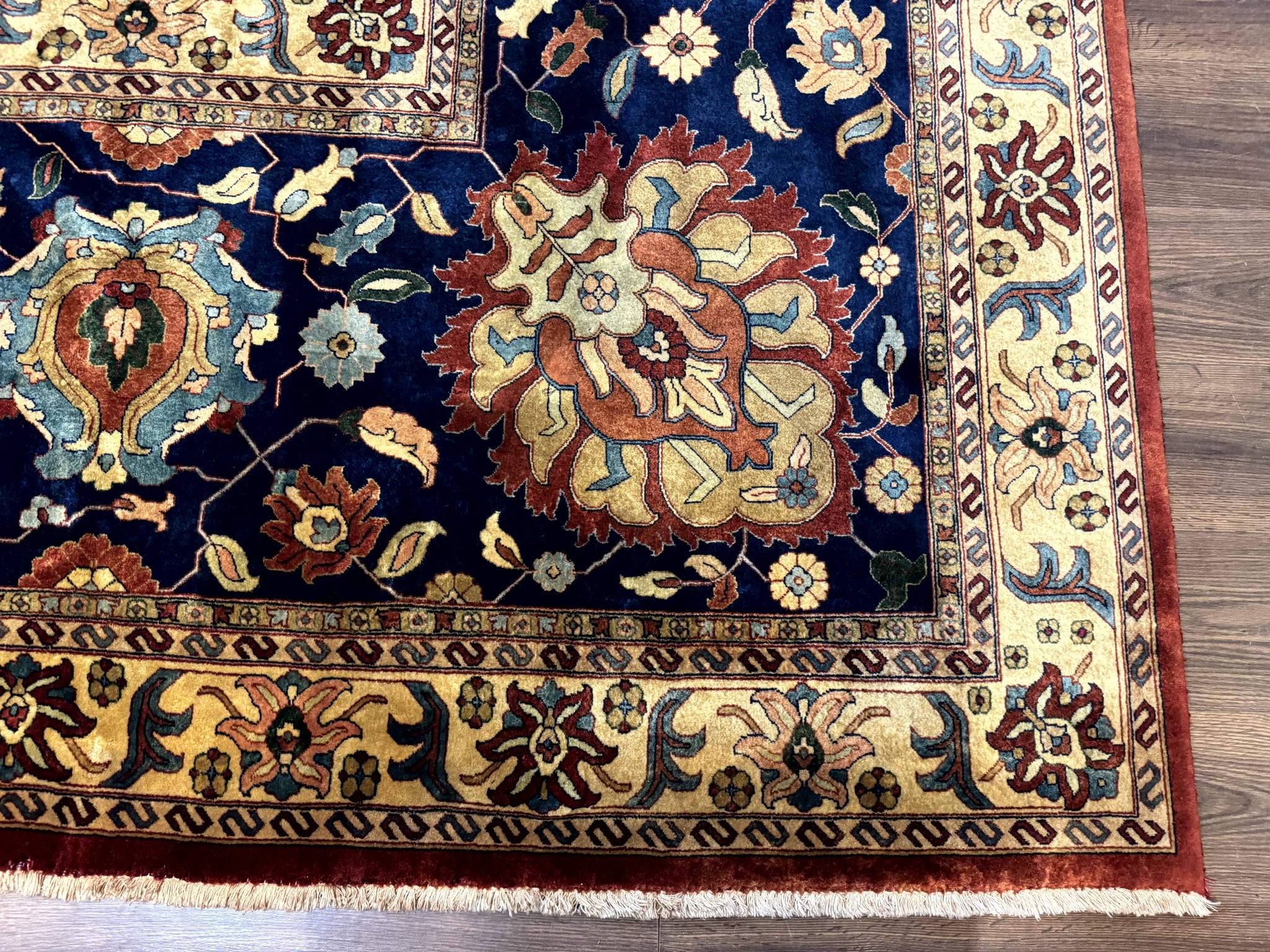 Palace Size Indo Persian Rug 12x15, Sultanabad Mahal Carpet, Red Navy Blue, Fine 210 KPSI by Jewel Rugs