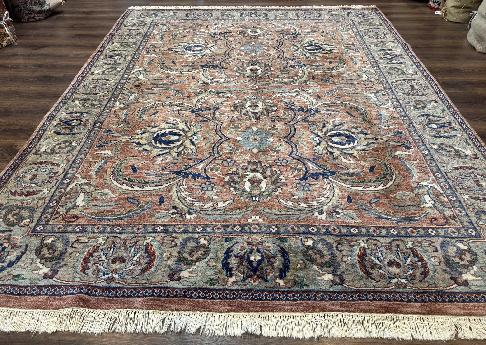 Indo Persian Mahal Rug 8x10, Traditional Wool Oriental Carpet, Pink by Jewel Rugs