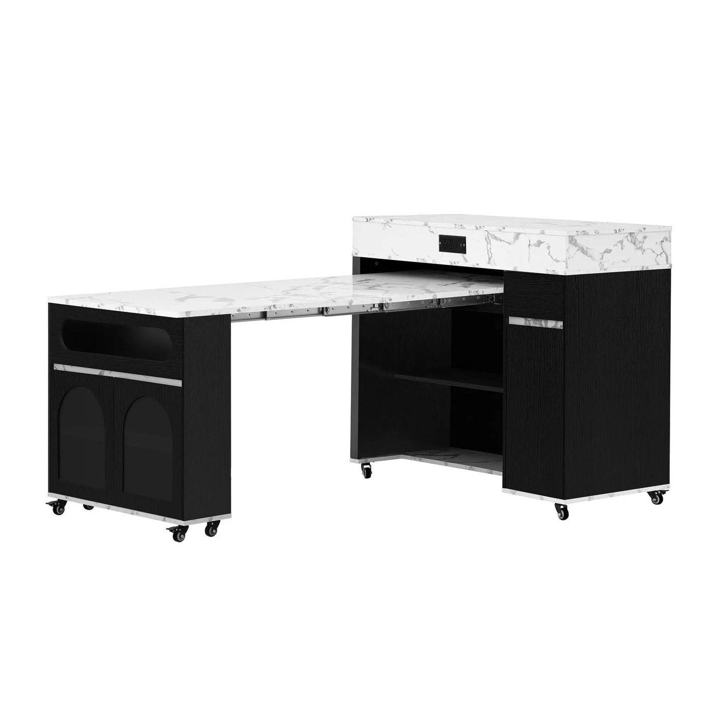 Extendable Dining Table With Folding Top, Rolling Kitchen Island With Drawers And Power Outlet by HouseOfZazla