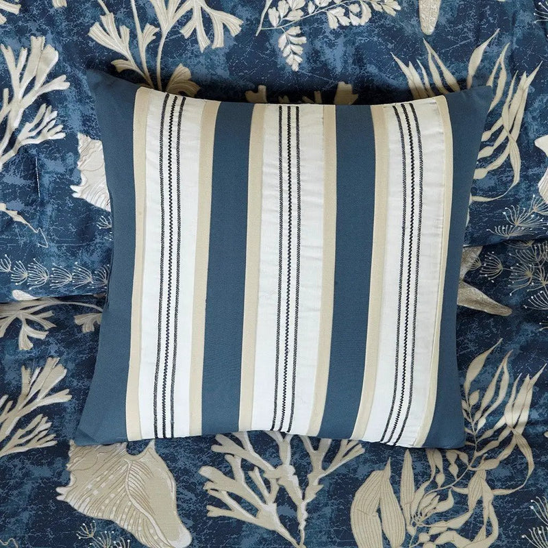 7 Piece Cotton Sateen Comforter Set Blue Cal King by HouseOfZazla