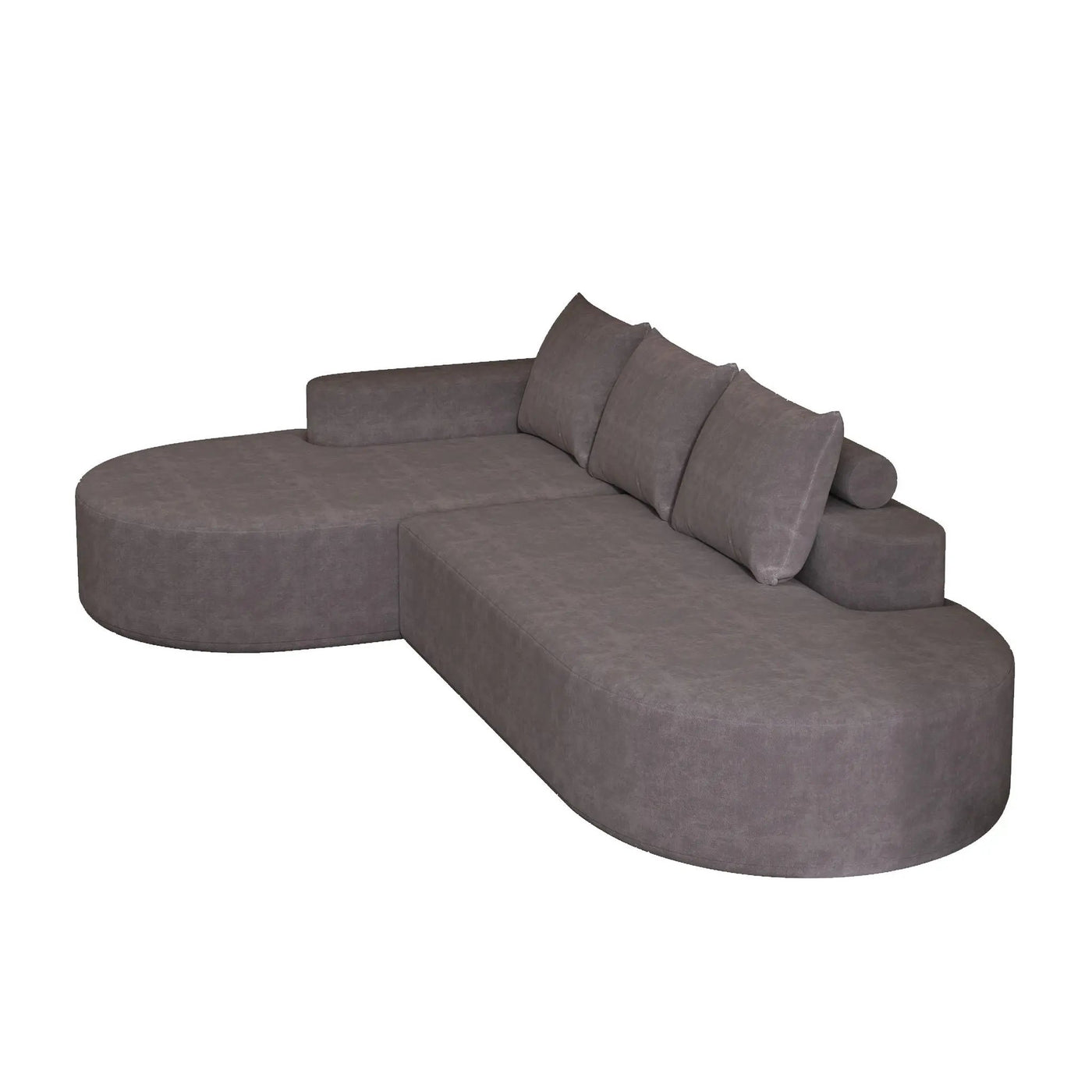 Modern Curved Sofa, L-Shaped Modular Sectional Set With 3 Pillows by HouseOfZazla
