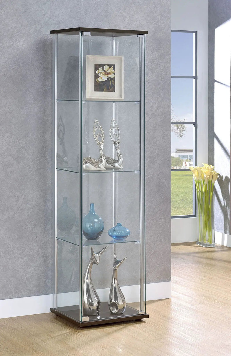 Bellatrix 3-shelf Clear Glass Curio Cabinet Cappuccino by Unique Piece Furniture