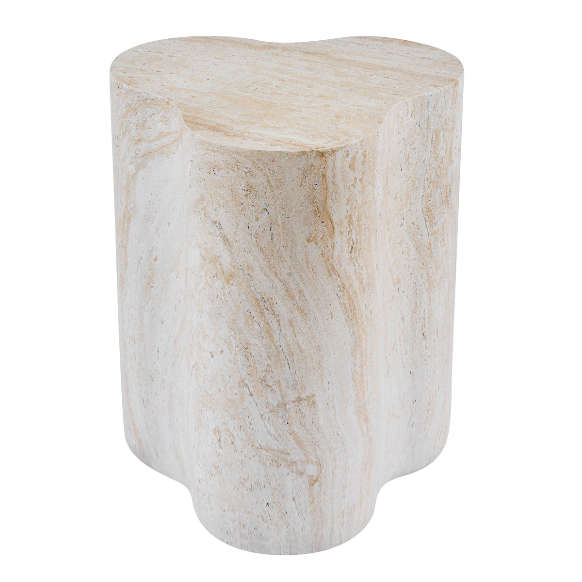 Organic Travertine-Look MGO Side Table with Weather Resistance - Neutral, photo 7 of 10