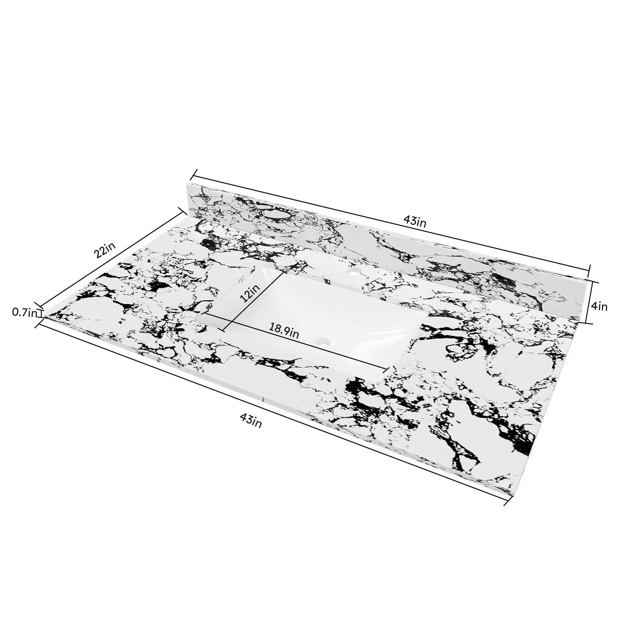 43"x22" Bathroom Vanity Top with Undermount Ceramic Sink and Backsplash by HouseOfZazla