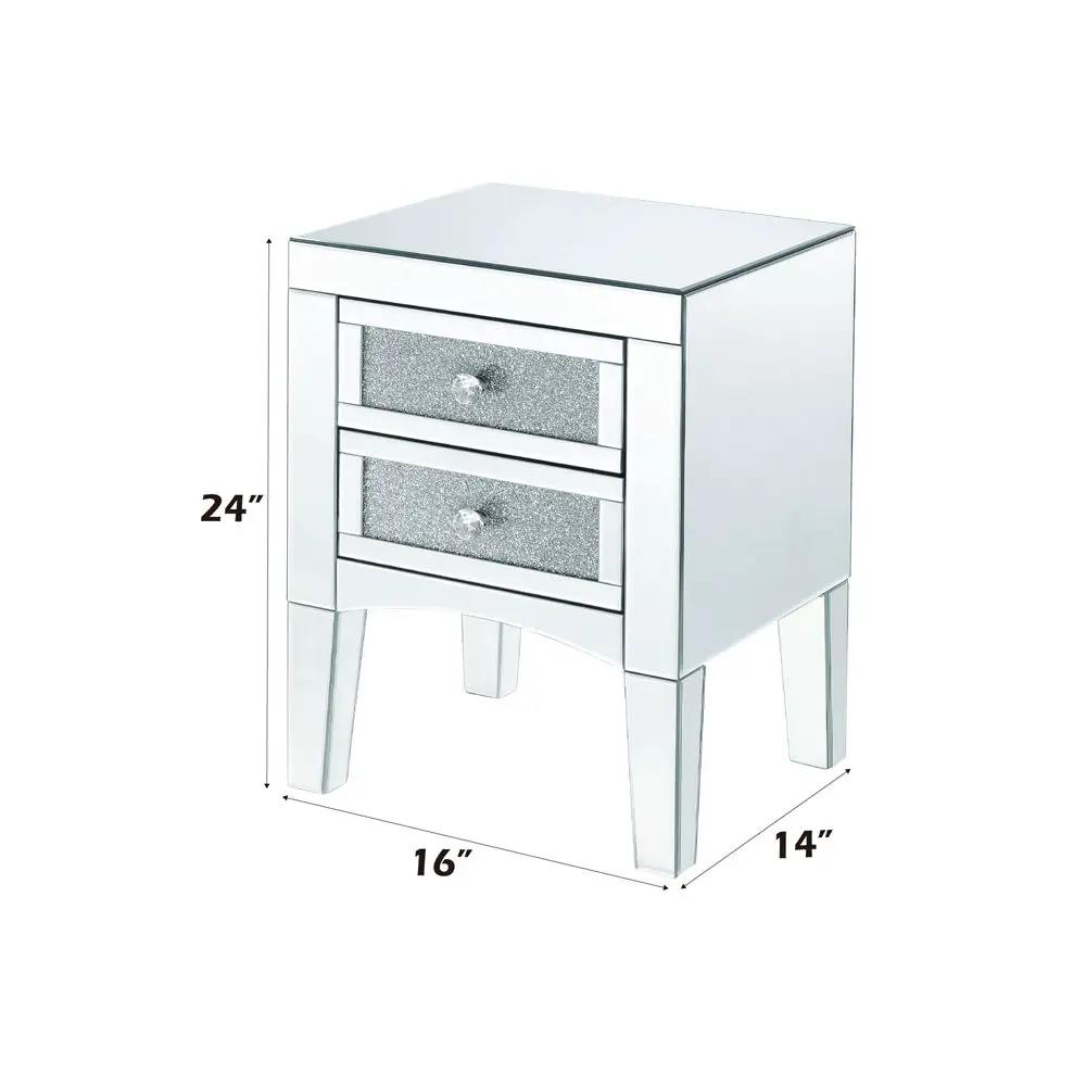 Noralie - 24" Accent Table - Mirrored, Faux Diamonds by Unique Piece Furniture