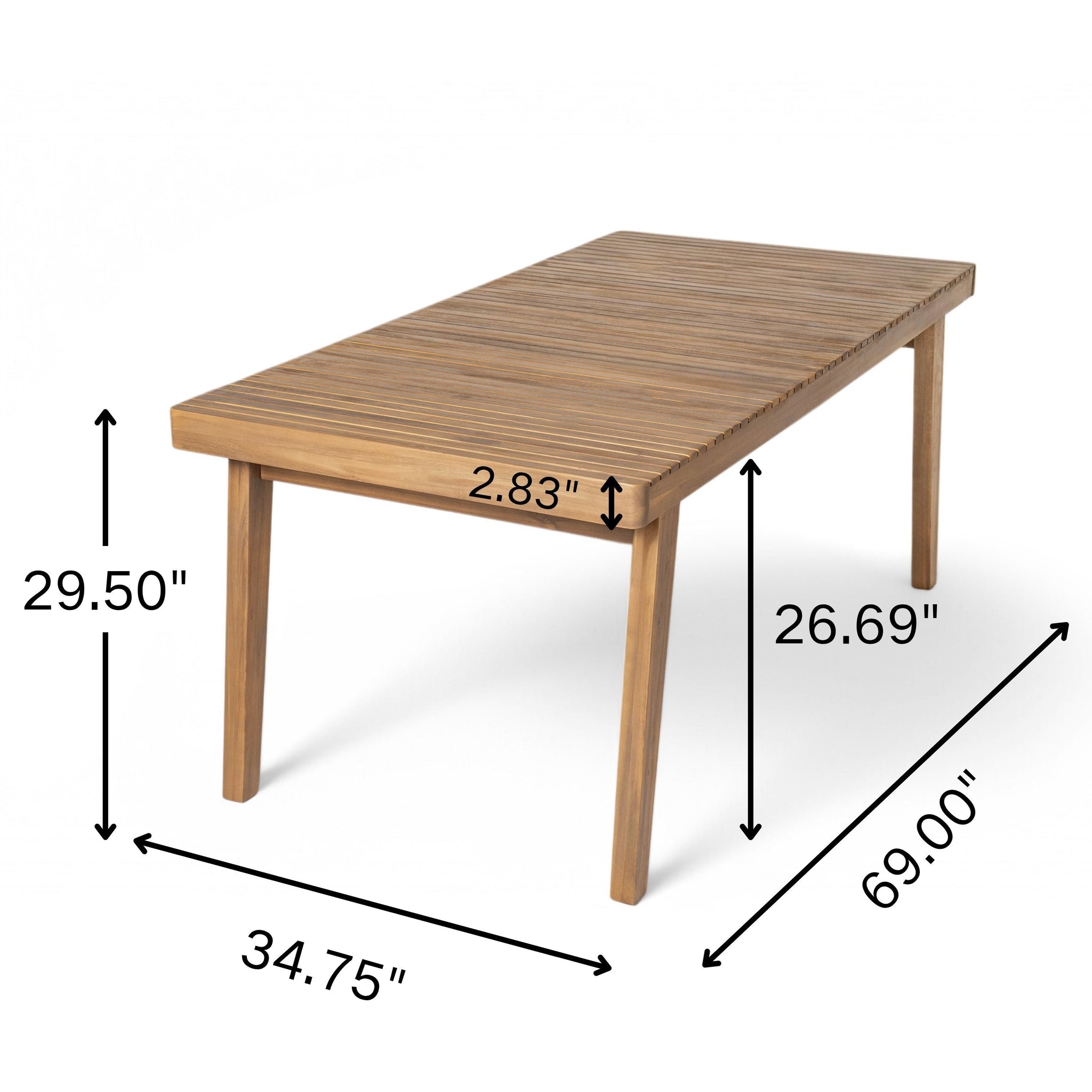 7-Piece Outdoor Acacia Wood Dining Set, 69" Rectangular Patio Table & 6 Mix by HouseOfZazla