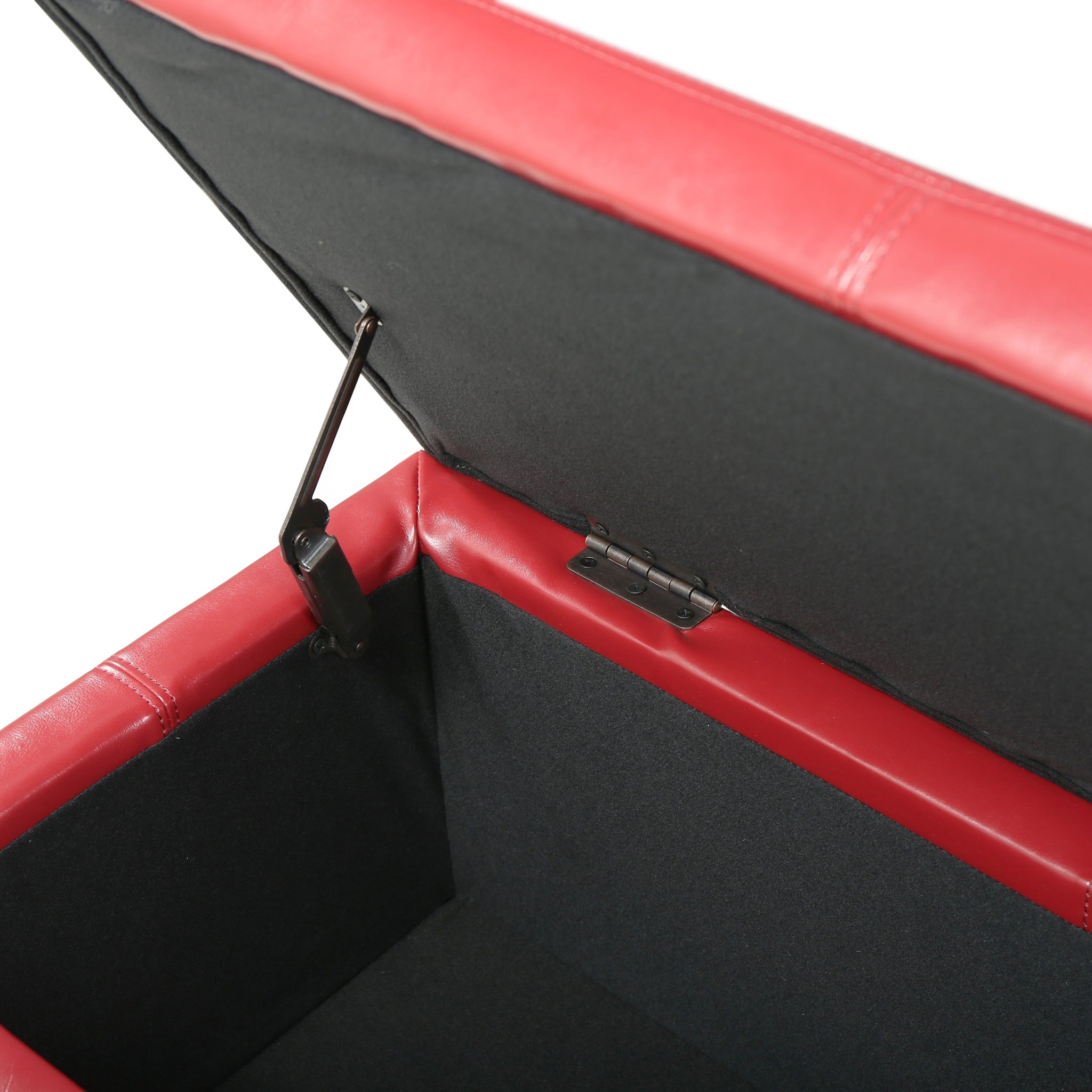 Upholstered PU Leather Storage Ottoman, Solid Wooden Legs by HouseOfZazla