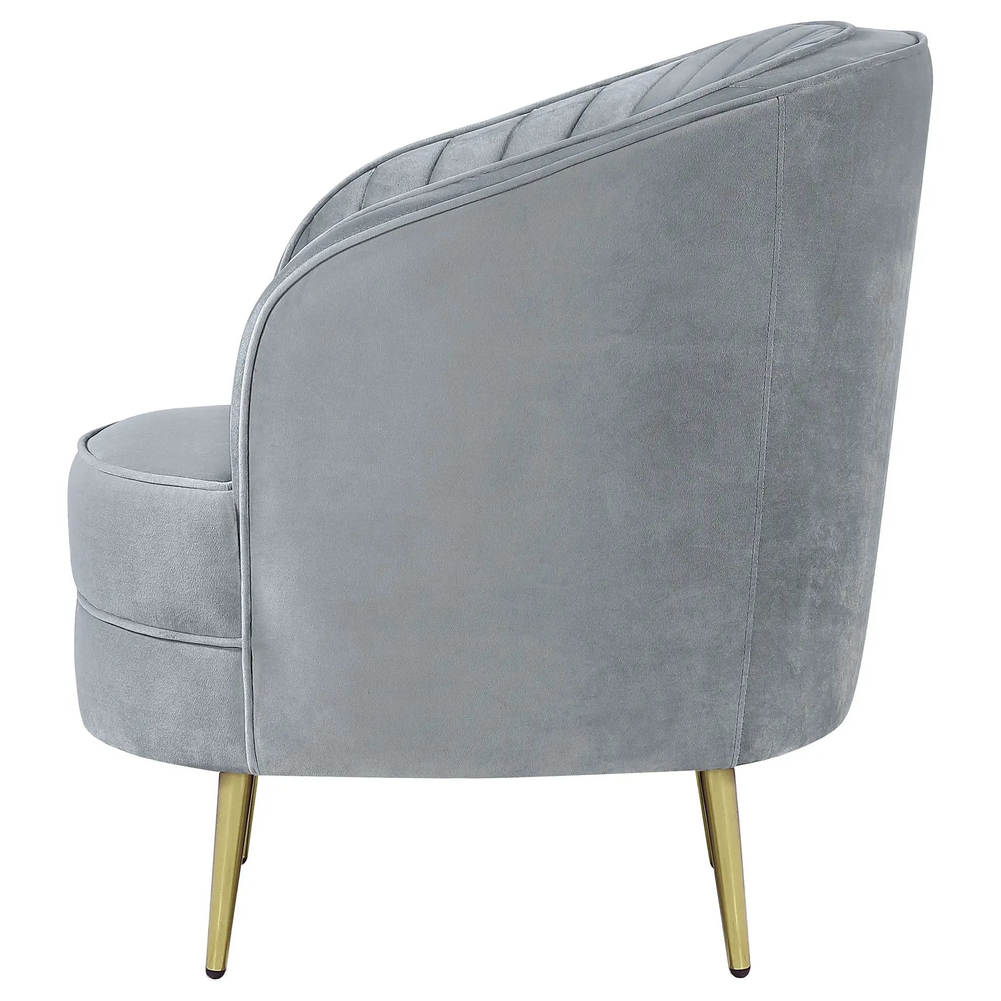 Sophia Upholstered Channel Tufted Barrel Accent Chair Grey by Unique Piece Furniture