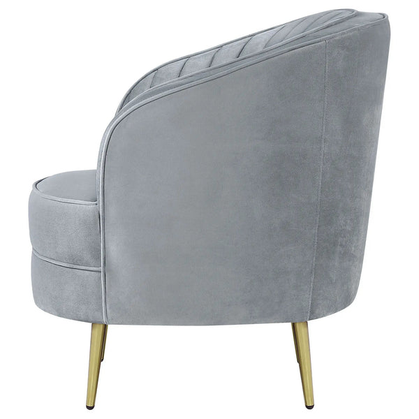 Sophia Upholstered Channel Tufted Barrel Accent Chair Grey, photo 2 of 7
