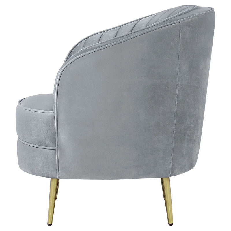 Sophia Upholstered Channel Tufted Barrel Accent Chair Grey by Unique Piece Furniture