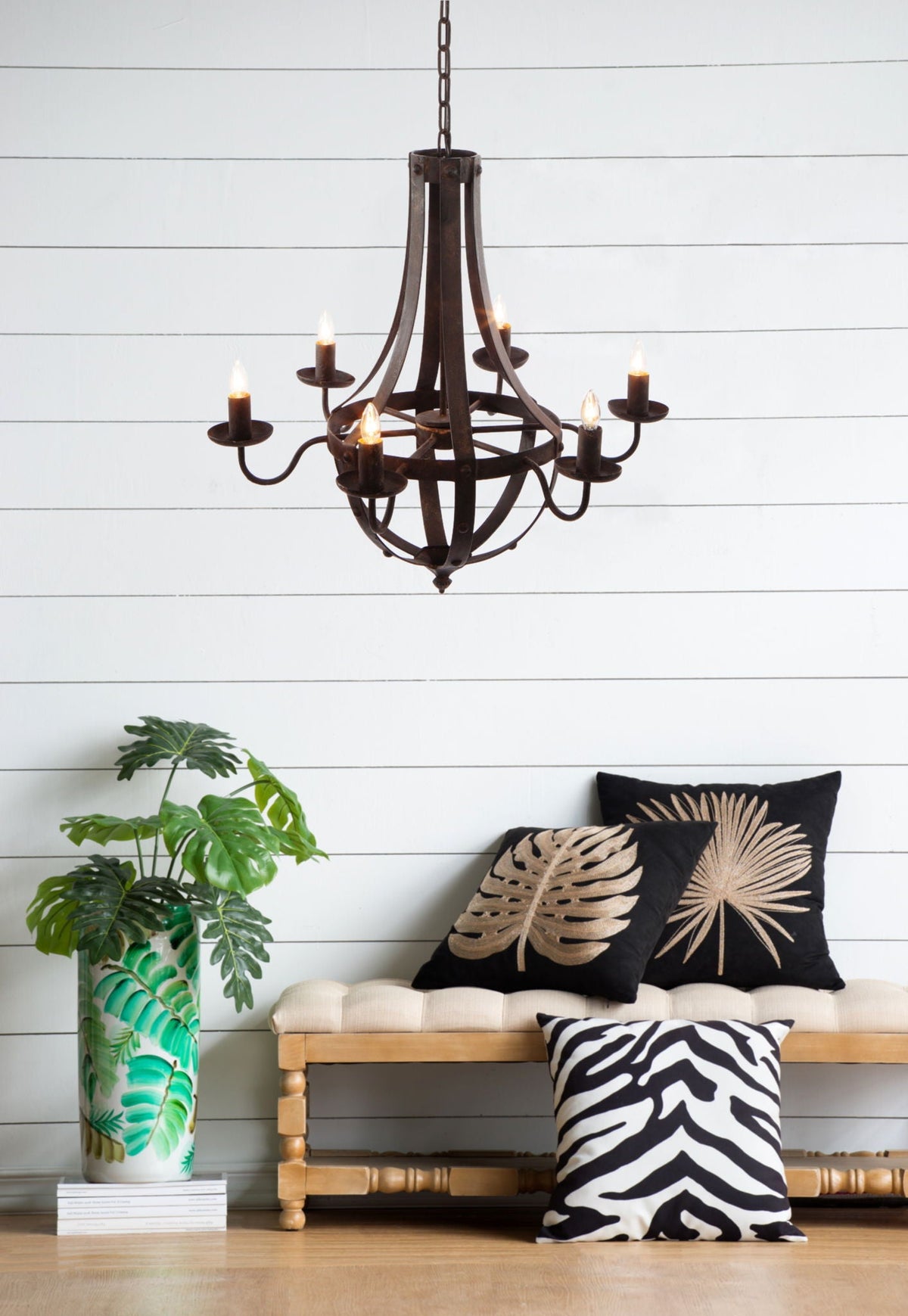 6 Light Metal Chandelier - Black, photo 4 of 11